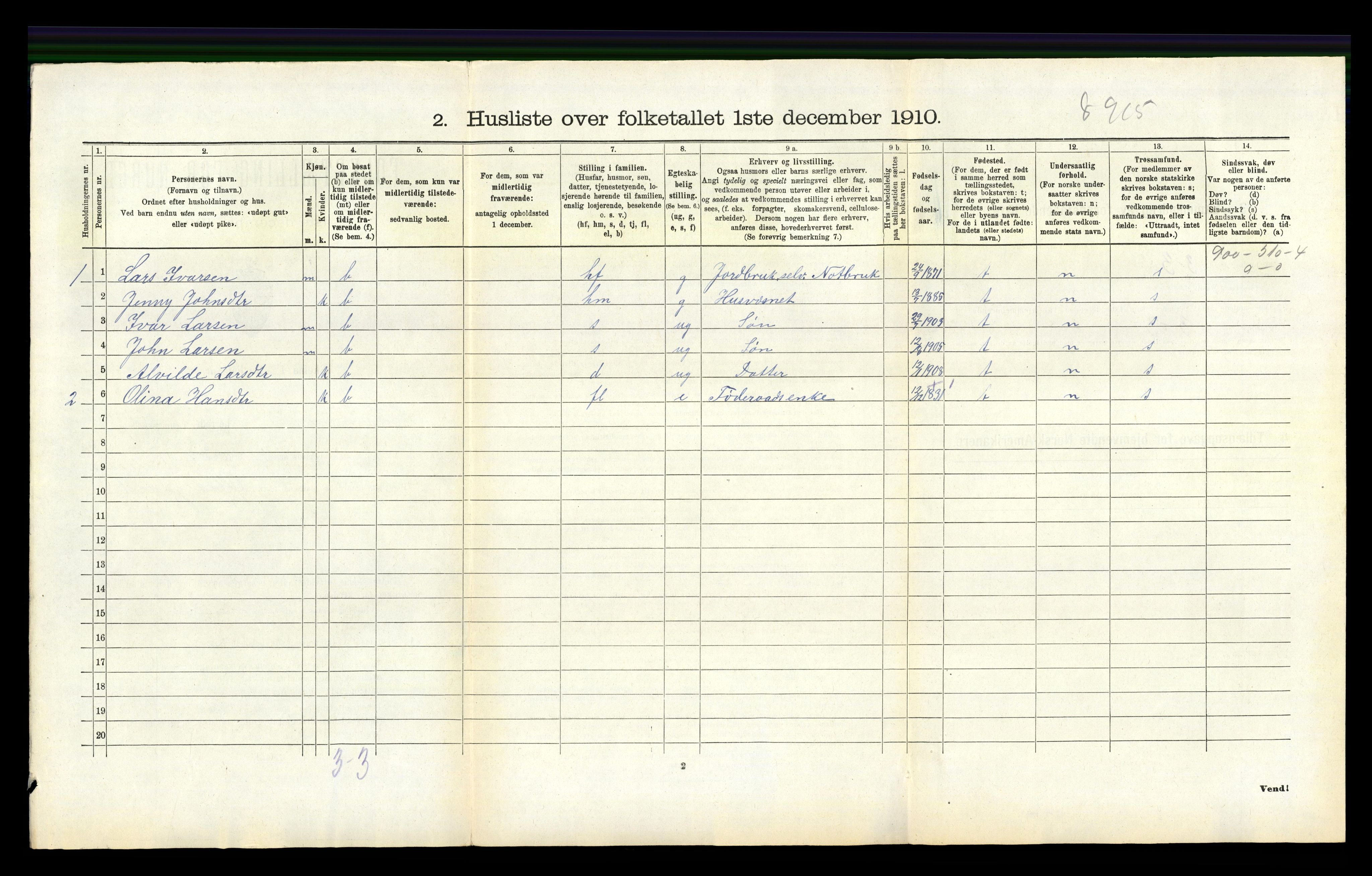 RA, 1910 census for Hamre, 1910, p. 235