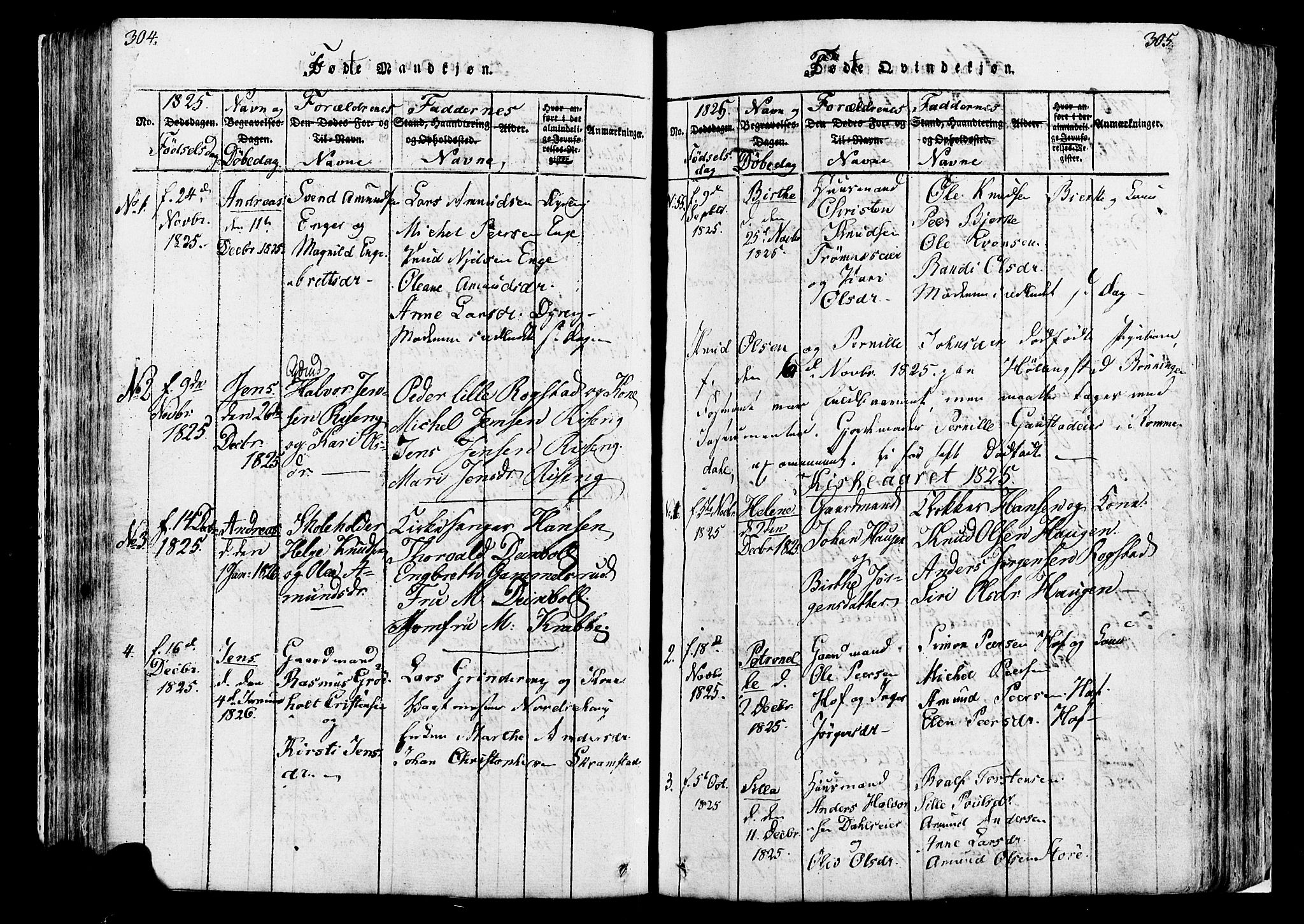 Løten prestekontor, SAH/PREST-022/K/Ka/L0005: Parish register (official) no. 5, 1814-1832, p. 304-305