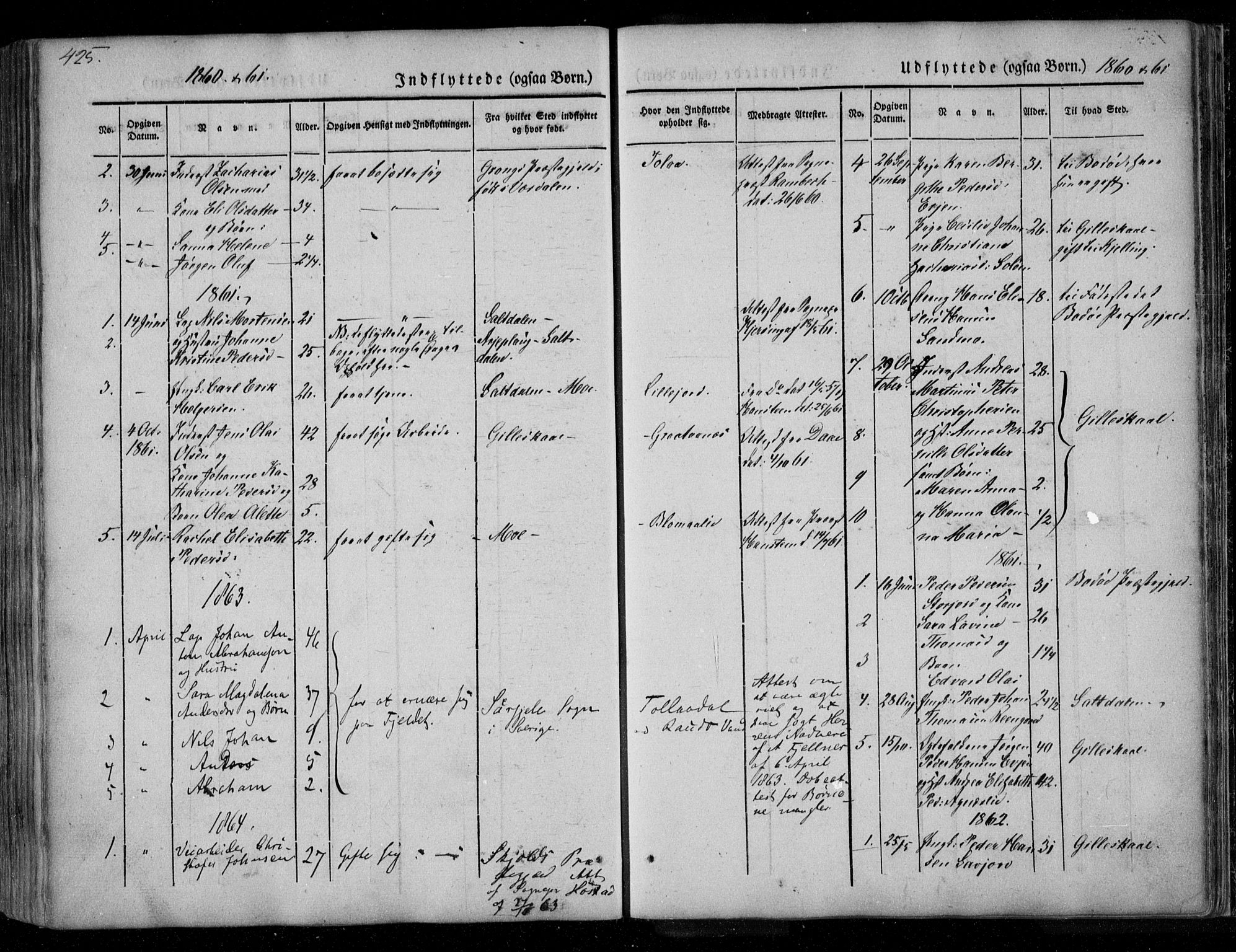 Ministerialprotokoller, klokkerbøker og fødselsregistre - Nordland, AV/SAT-A-1459/846/L0644: Parish register (official) no. 846A02, 1837-1872, p. 425