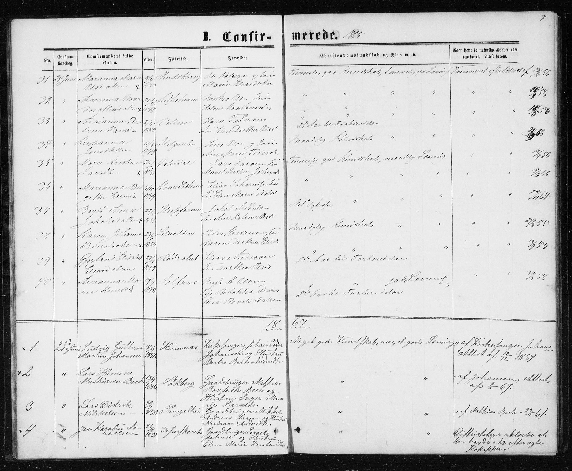 Ministerialprotokoller, klokkerbøker og fødselsregistre - Nordland, AV/SAT-A-1459/827/L0416: Parish register (copy) no. 827C05, 1865-1886, p. 7