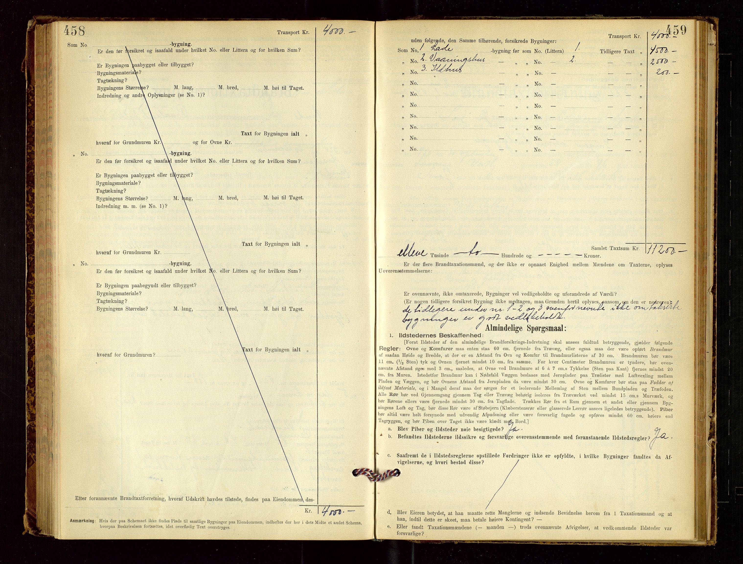 Sand lensmannskontor, SAST/A-100415/Goc/L0001: "Brandtaxationsprotokol", 1895-1935, p. 458-459
