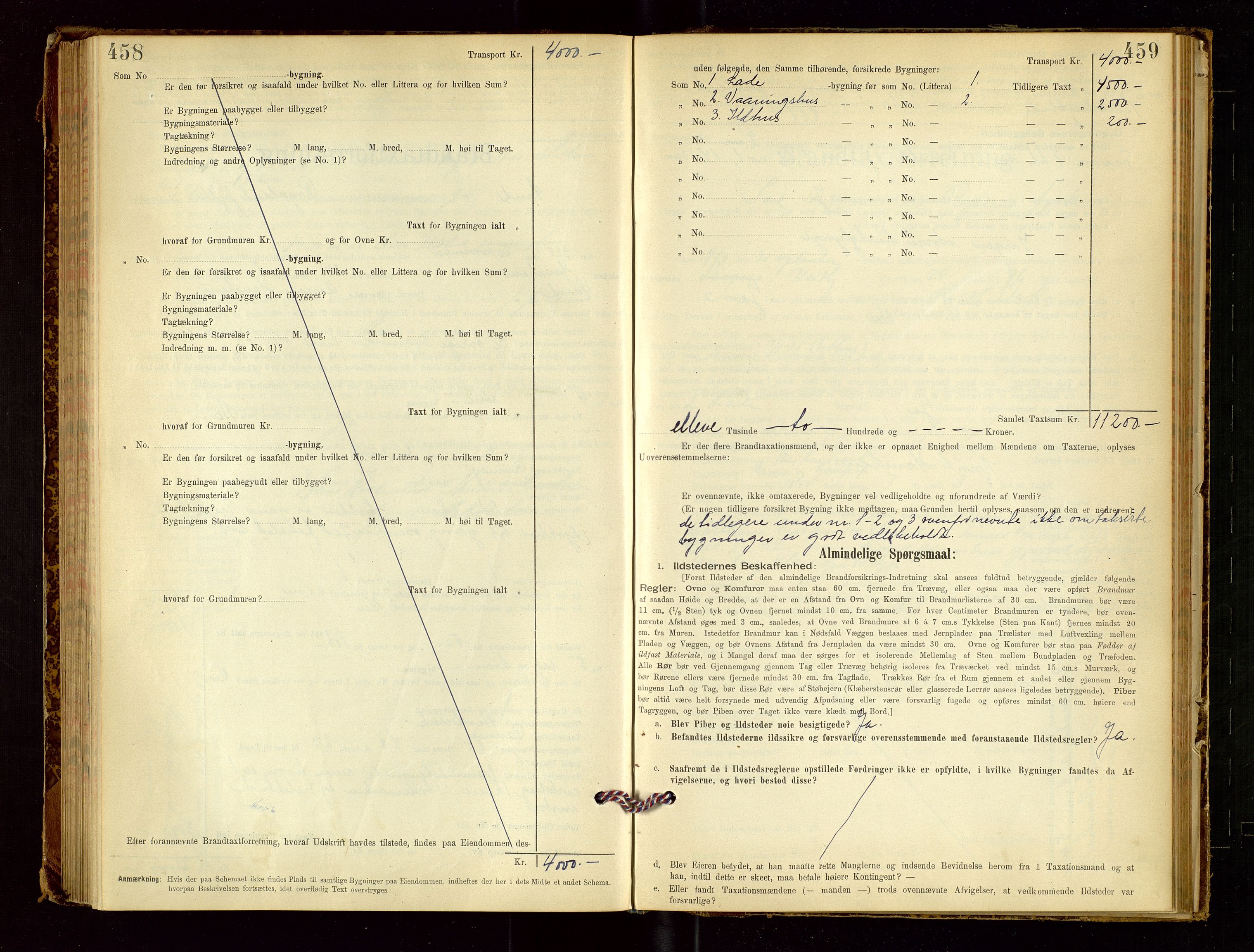 Sand lensmannskontor, AV/SAST-A-100415/Goc/L0001: "Brandtaxationsprotokol", 1895-1935, p. 458-459