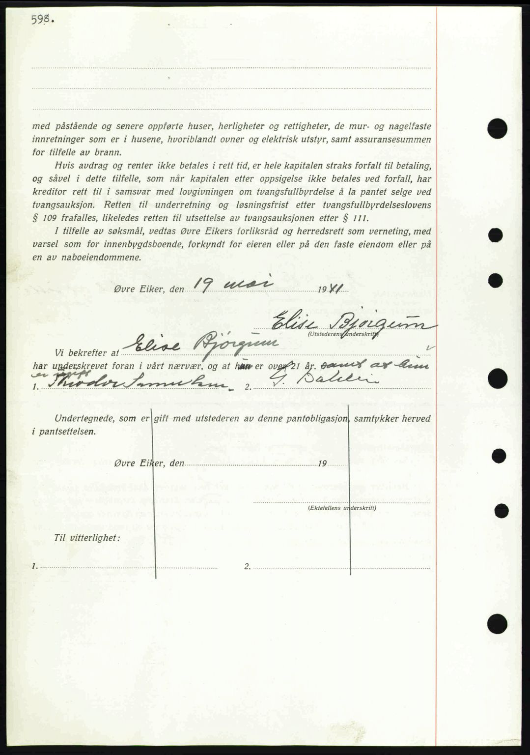 Eiker, Modum og Sigdal sorenskriveri, SAKO/A-123/G/Ga/Gab/L0043: Mortgage book no. A13, 1940-1941, Diary no: : 1076/1941