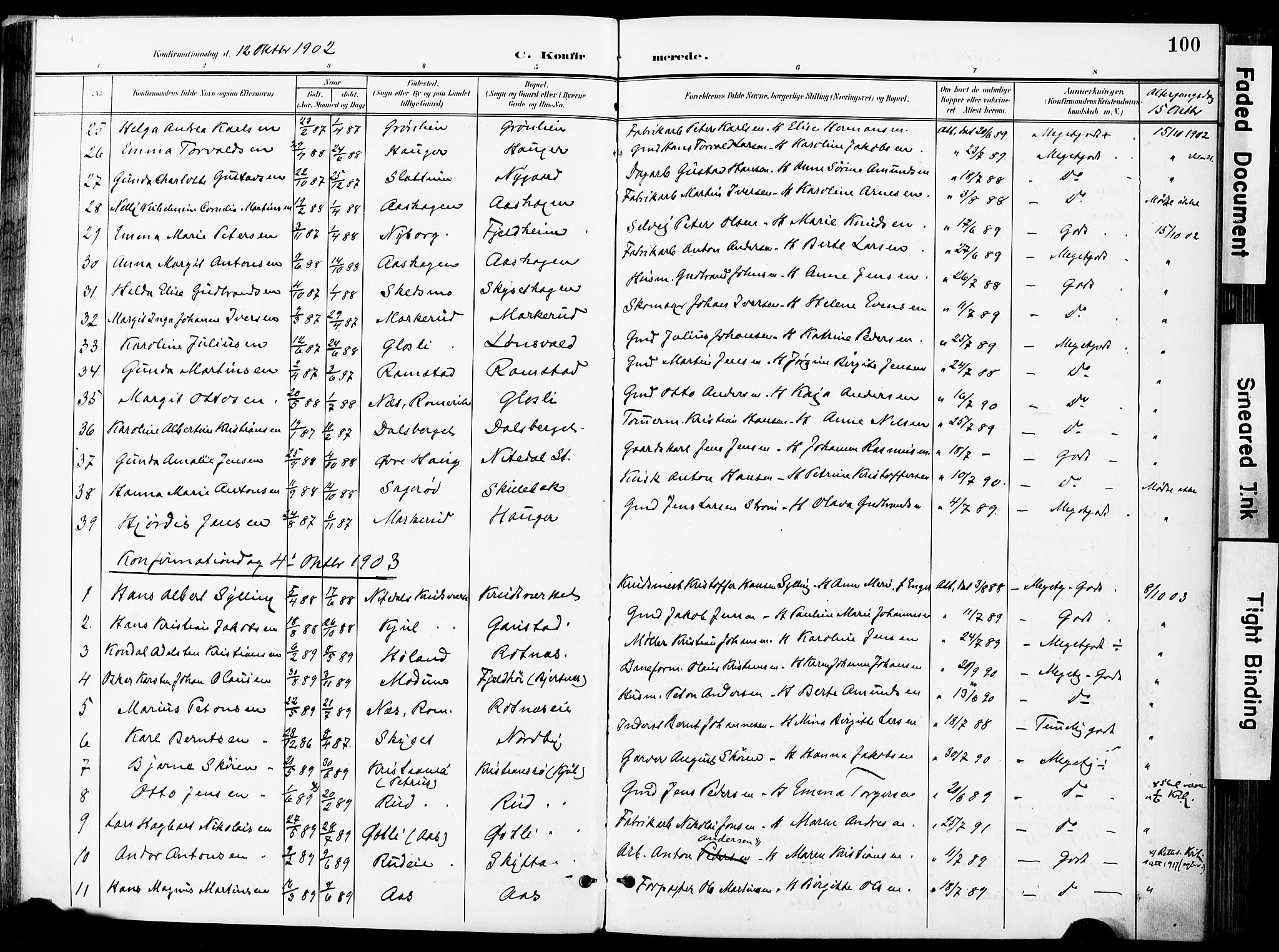 Nittedal prestekontor Kirkebøker, SAO/A-10365a/F/Fa/L0008: Parish register (official) no. I 8, 1902-1926, p. 100