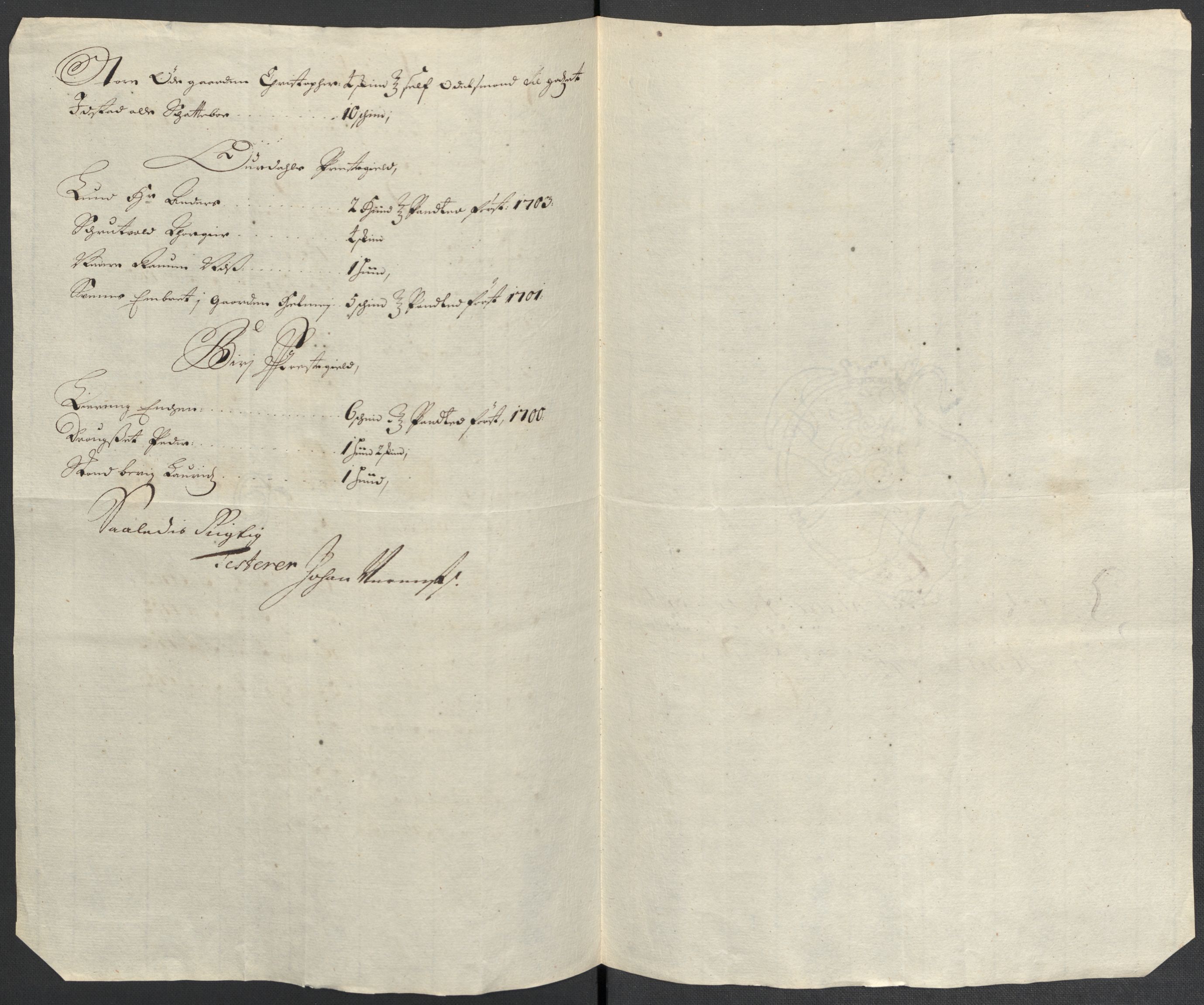 Rentekammeret inntil 1814, Reviderte regnskaper, Fogderegnskap, AV/RA-EA-4092/R18/L1301: Fogderegnskap Hadeland, Toten og Valdres, 1703, p. 499