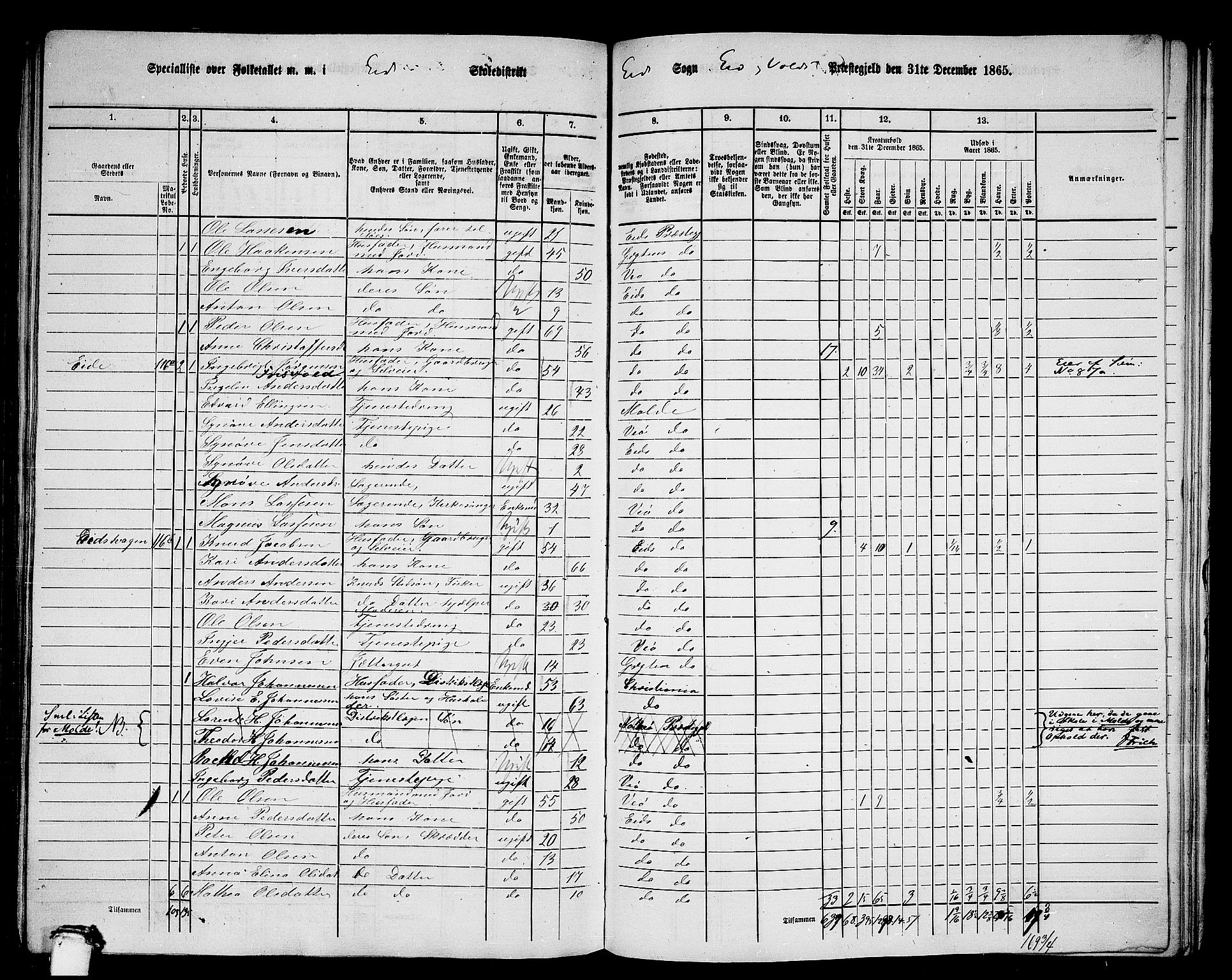 RA, 1865 census for Eid og Vold, 1865, p. 27