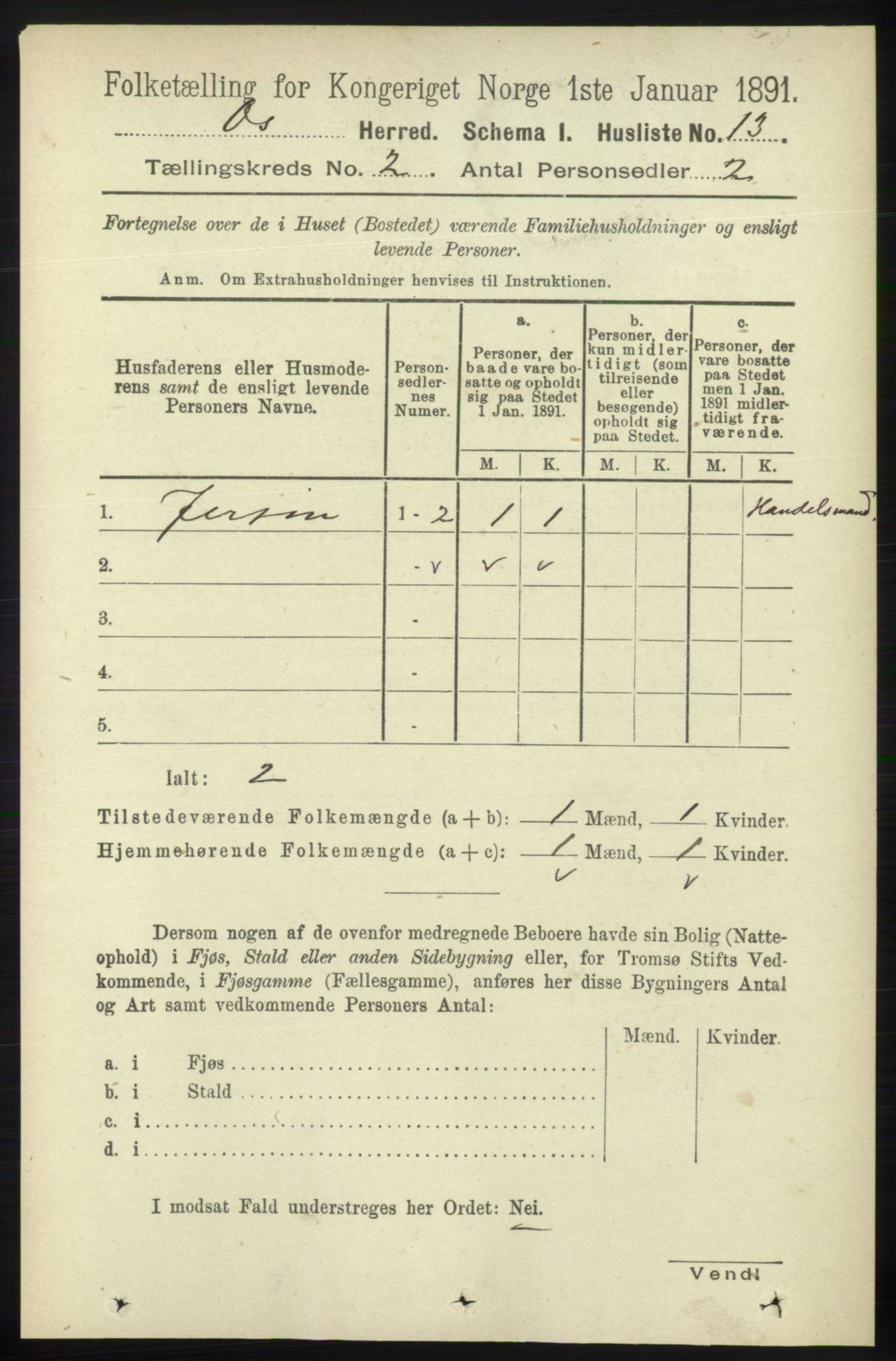 RA, 1891 census for 1243 Os, 1891, p. 367