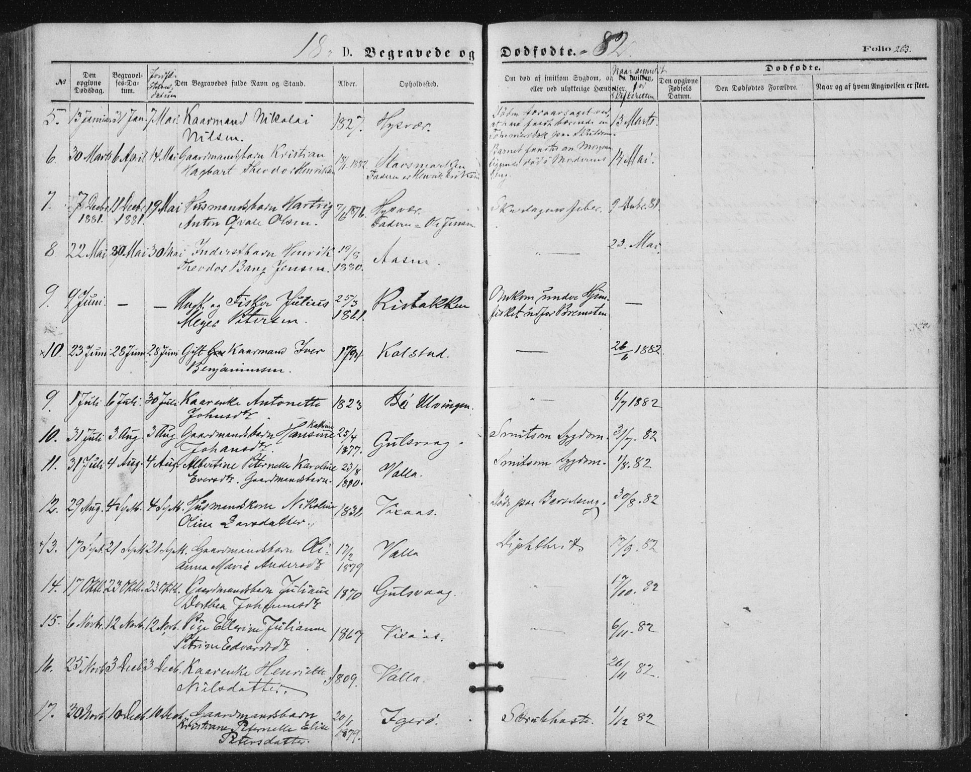 Ministerialprotokoller, klokkerbøker og fødselsregistre - Nordland, SAT/A-1459/816/L0241: Parish register (official) no. 816A07, 1870-1885, p. 263
