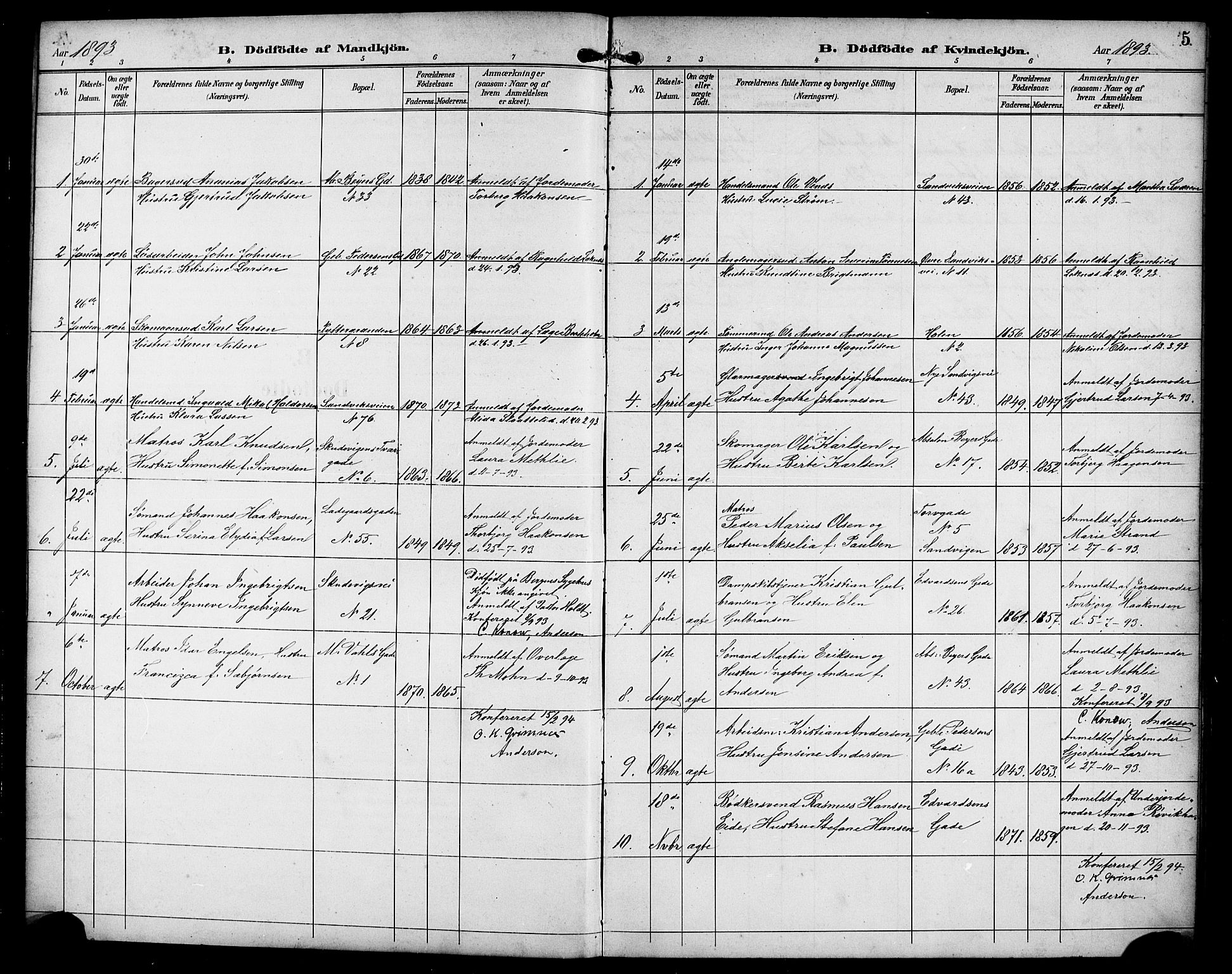 Sandviken Sokneprestembete, SAB/A-77601/H/Hb/L0003: Parish register (copy) no. A 4, 1892-1901, p. 5