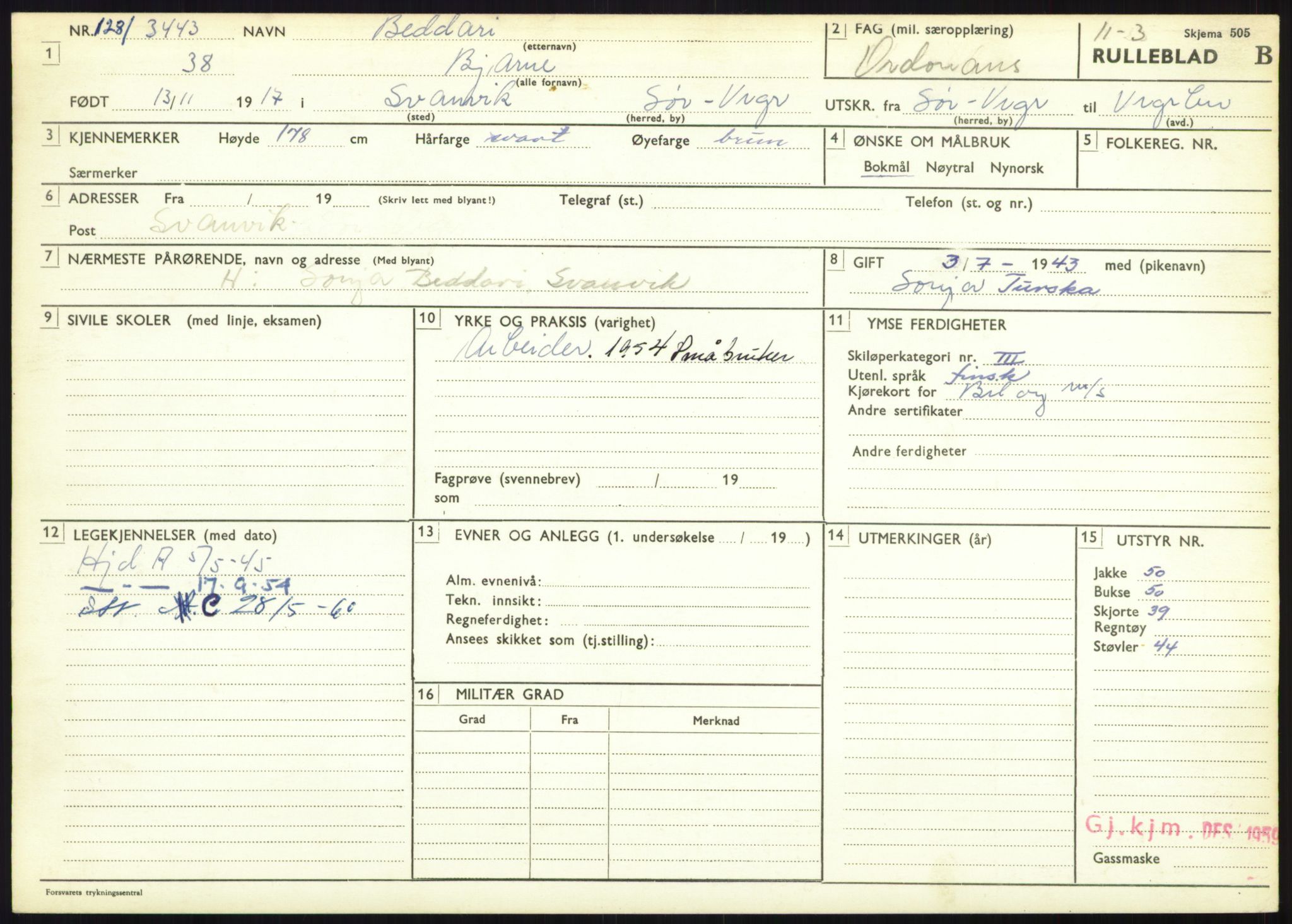 Forsvaret, Varanger bataljon, AV/RA-RAFA-2258/1/D/L0446: Rulleblad for menige født 1917-1919, 1917-1919, p. 28