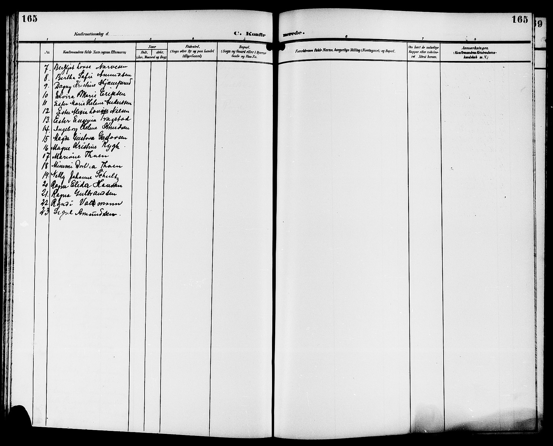Strømsgodset kirkebøker, SAKO/A-324/G/Ga/L0002: Parish register (copy) no. 2, 1885-1910, p. 165