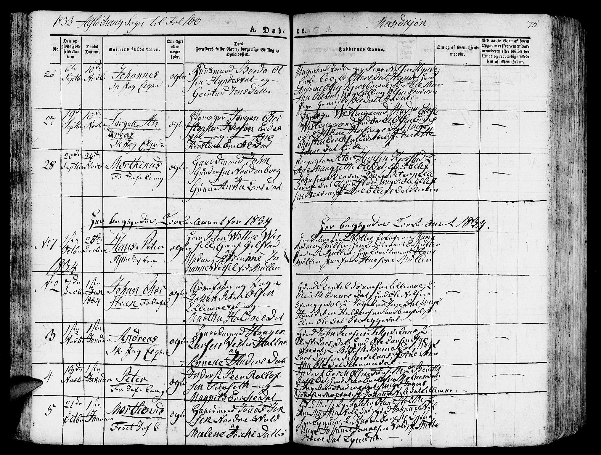 Ministerialprotokoller, klokkerbøker og fødselsregistre - Nord-Trøndelag, SAT/A-1458/717/L0152: Parish register (official) no. 717A05 /1, 1825-1836, p. 75