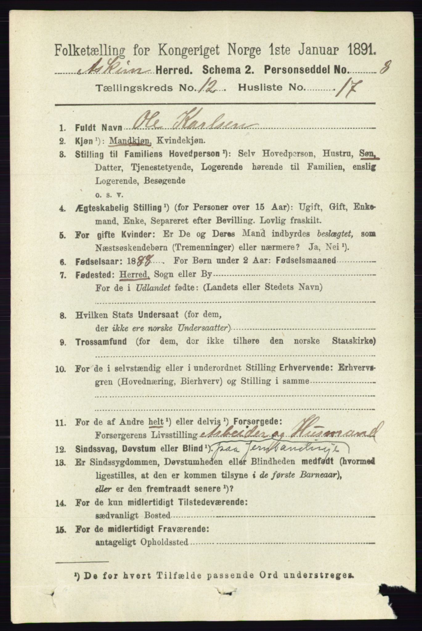 RA, 1891 census for 0124 Askim, 1891, p. 2008