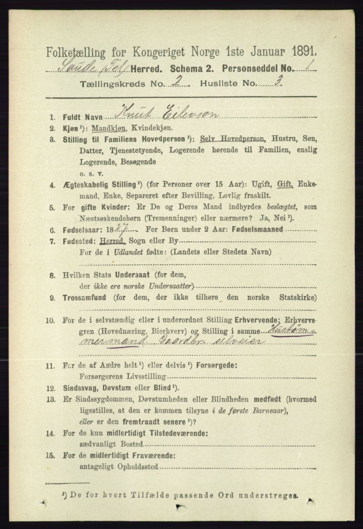 RA, 1891 census for 0822 Sauherad, 1891, p. 459