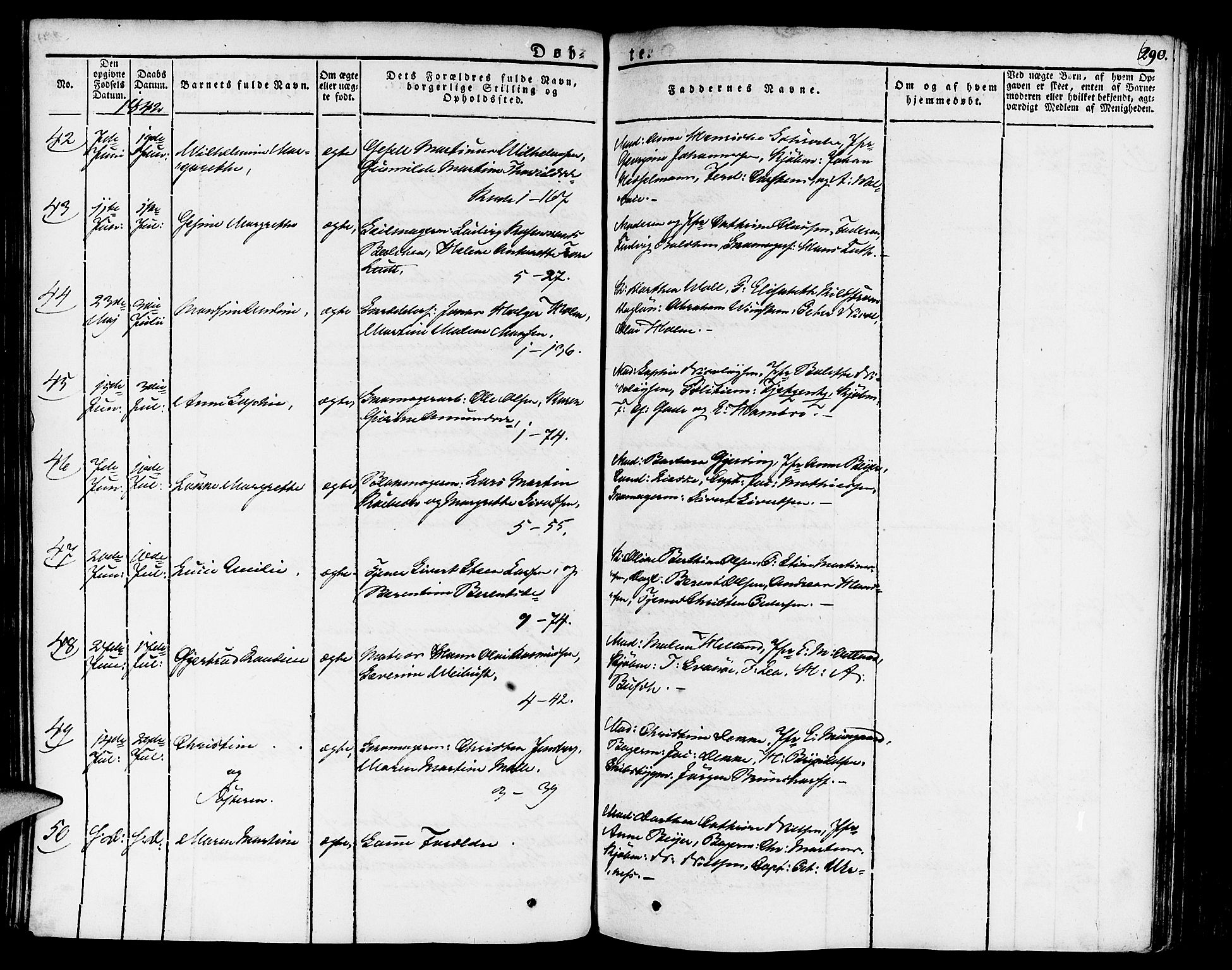 Nykirken Sokneprestembete, AV/SAB-A-77101/H/Haa/L0012: Parish register (official) no. A 12, 1821-1844, p. 290