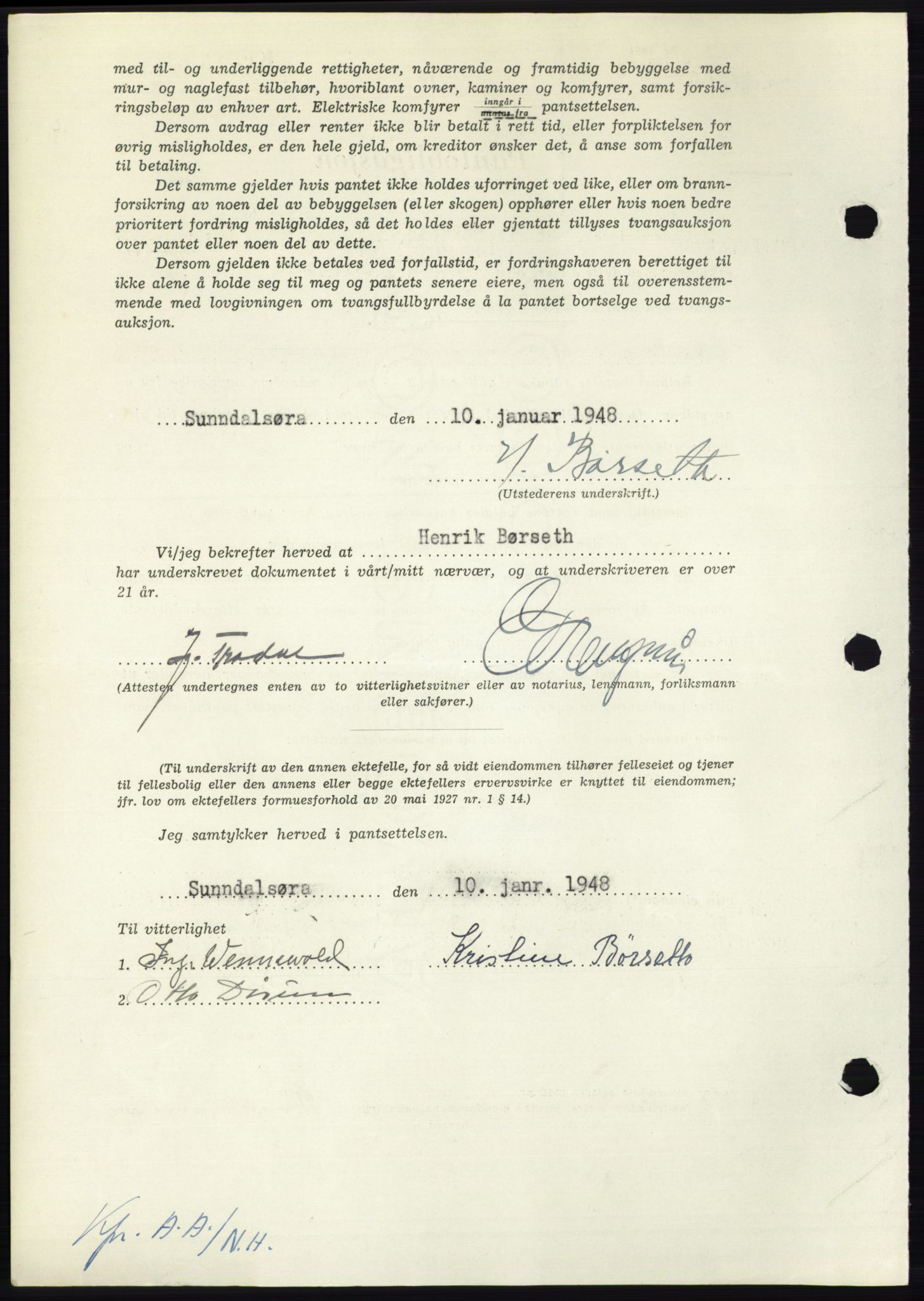 Nordmøre sorenskriveri, AV/SAT-A-4132/1/2/2Ca: Mortgage book no. B97, 1947-1948, Diary no: : 160/1948