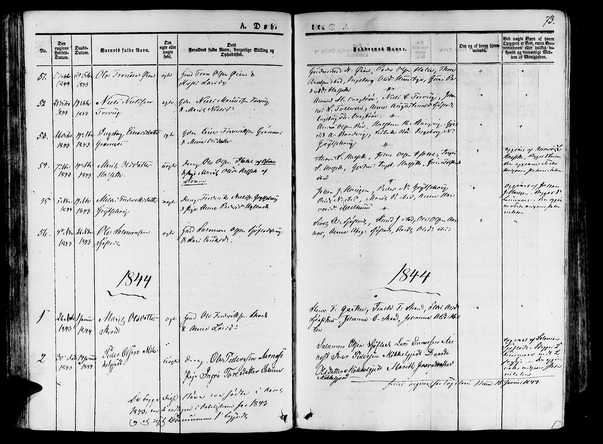 Ministerialprotokoller, klokkerbøker og fødselsregistre - Møre og Romsdal, AV/SAT-A-1454/592/L1024: Parish register (official) no. 592A03 /1, 1831-1849, p. 73