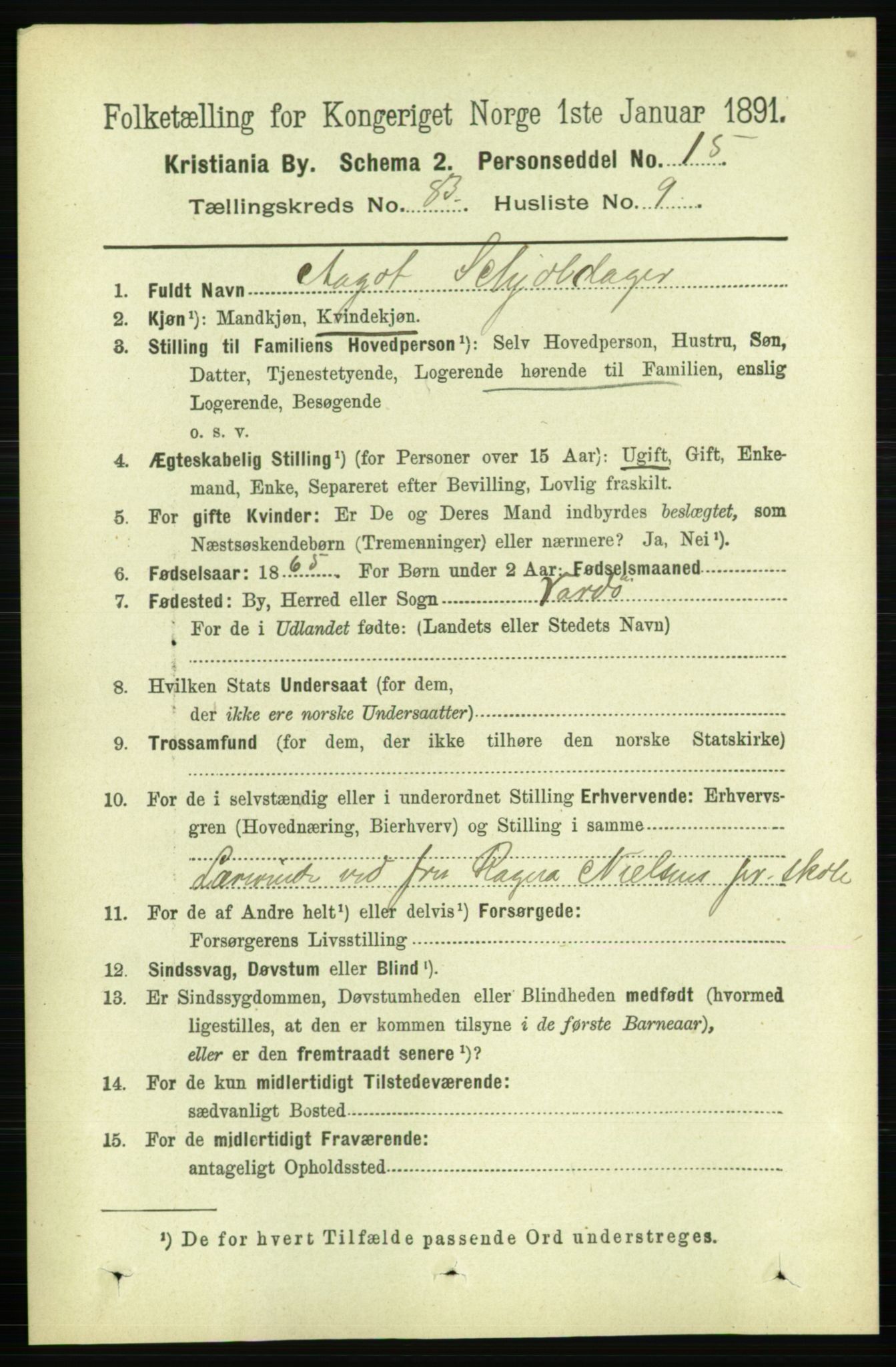 RA, 1891 census for 0301 Kristiania, 1891, p. 42338