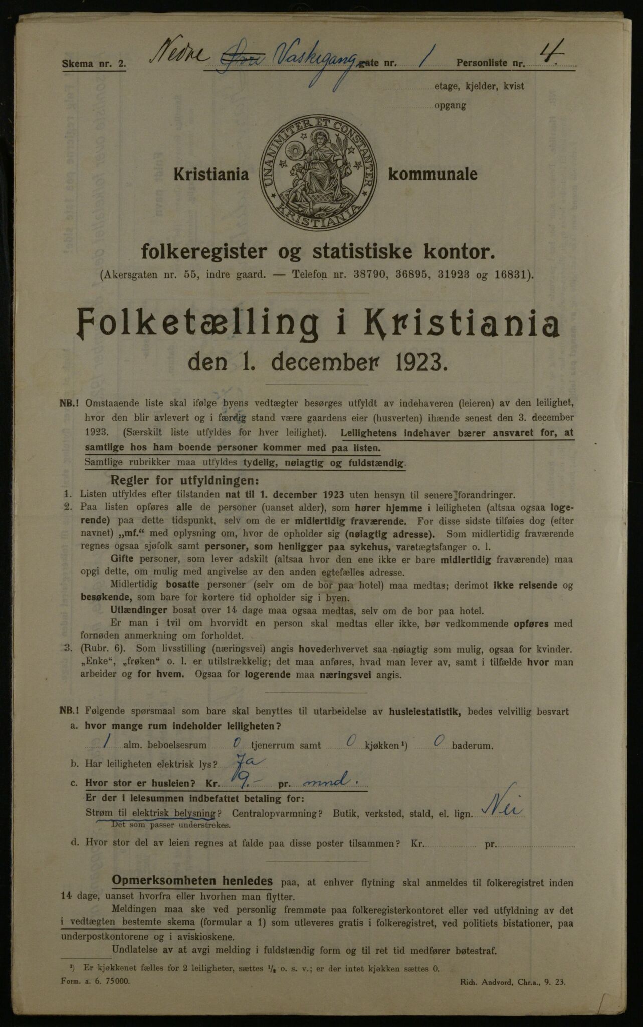 OBA, Municipal Census 1923 for Kristiania, 1923, p. 76536