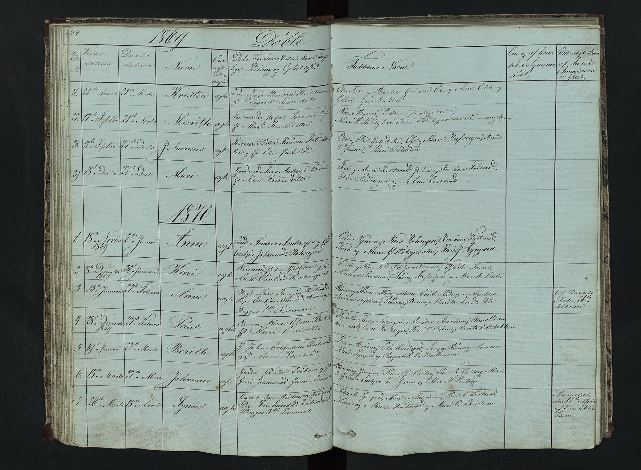 Lom prestekontor, SAH/PREST-070/L/L0014: Parish register (copy) no. 14, 1845-1876, p. 84-85