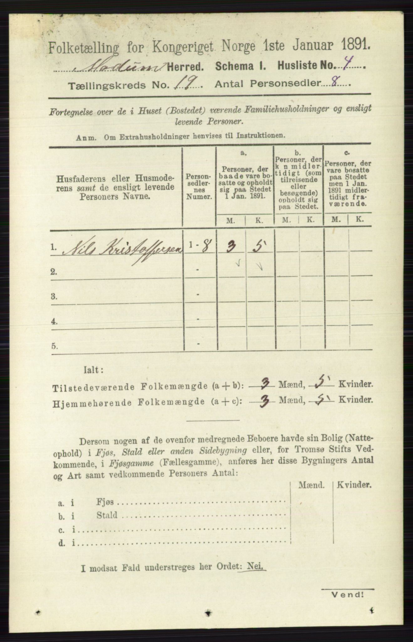 RA, 1891 census for 0623 Modum, 1891, p. 7581