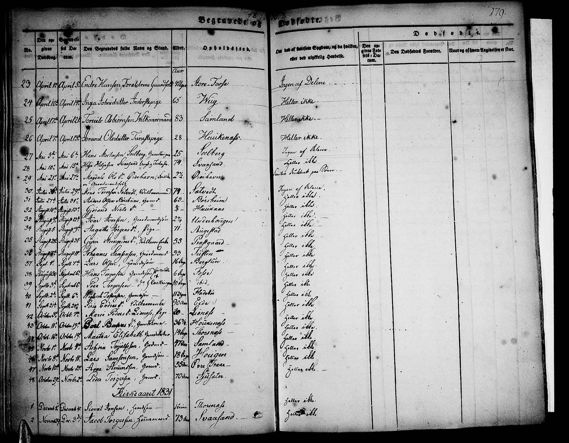 Strandebarm sokneprestembete, AV/SAB-A-78401/H/Haa: Parish register (official) no. A 6, 1826-1843, p. 279