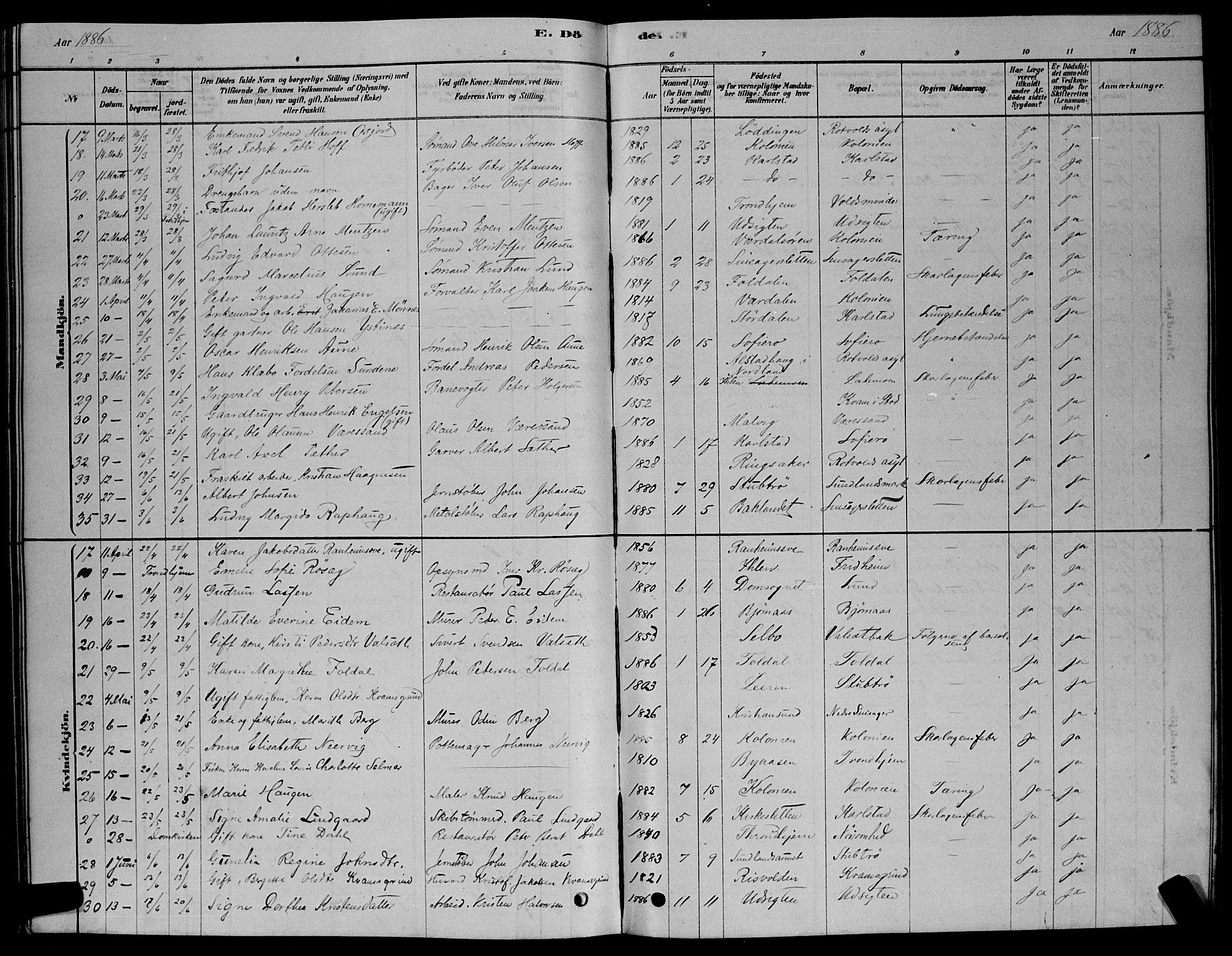 Ministerialprotokoller, klokkerbøker og fødselsregistre - Sør-Trøndelag, AV/SAT-A-1456/606/L0312: Parish register (copy) no. 606C08, 1878-1894