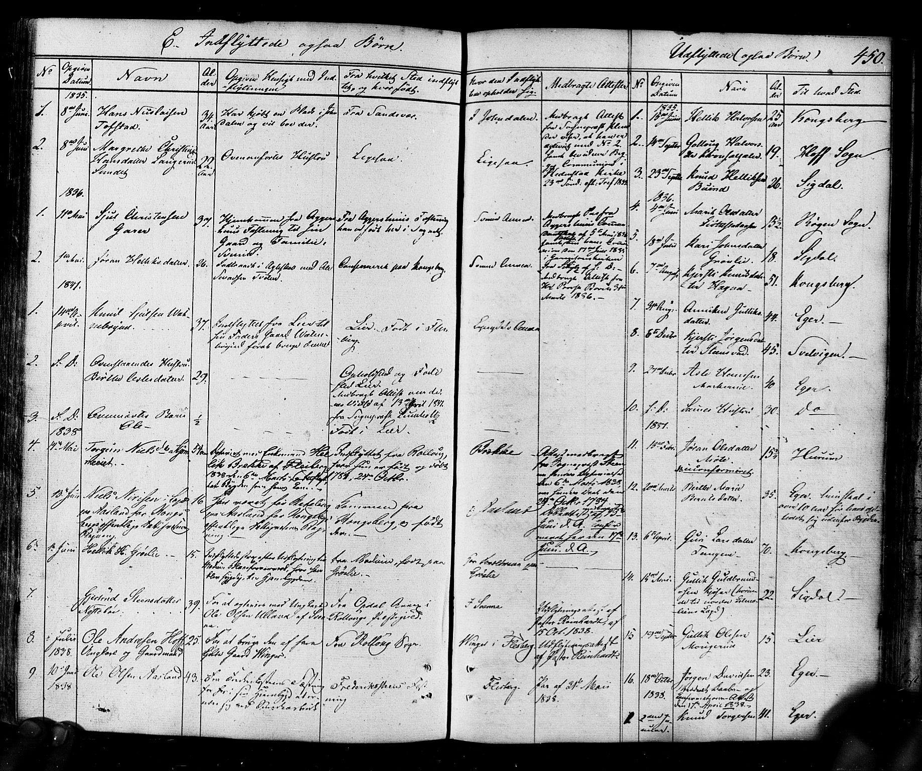 Flesberg kirkebøker, SAKO/A-18/F/Fa/L0006: Parish register (official) no. I 6, 1834-1860, p. 450