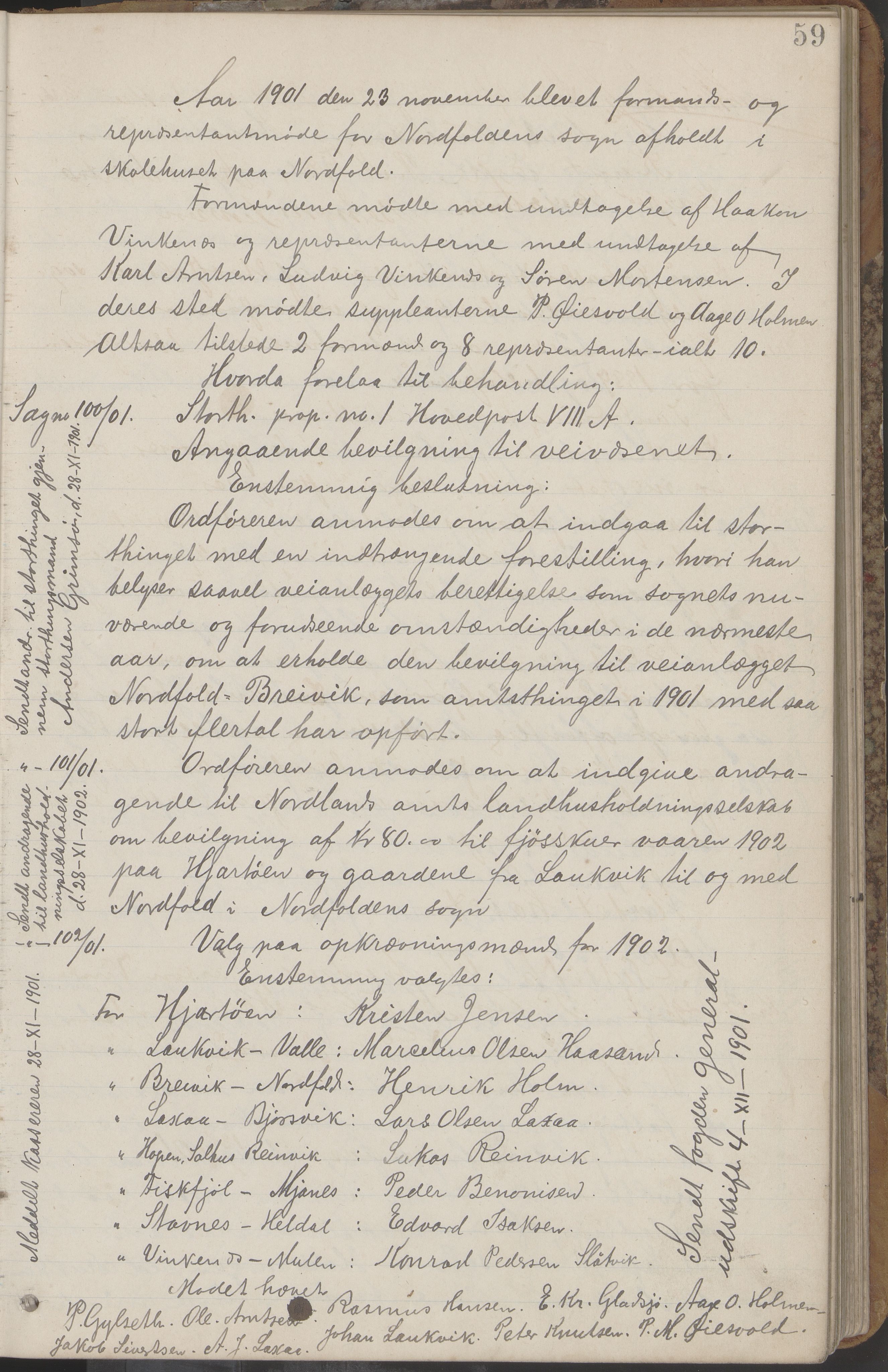 Kjerringøy kommune. Formannskapet, AIN/K-18441.150/A/Aa/L0002: Forhandlingsprotokoll Norfolden- Kjerringø formanskap, 1900-1911