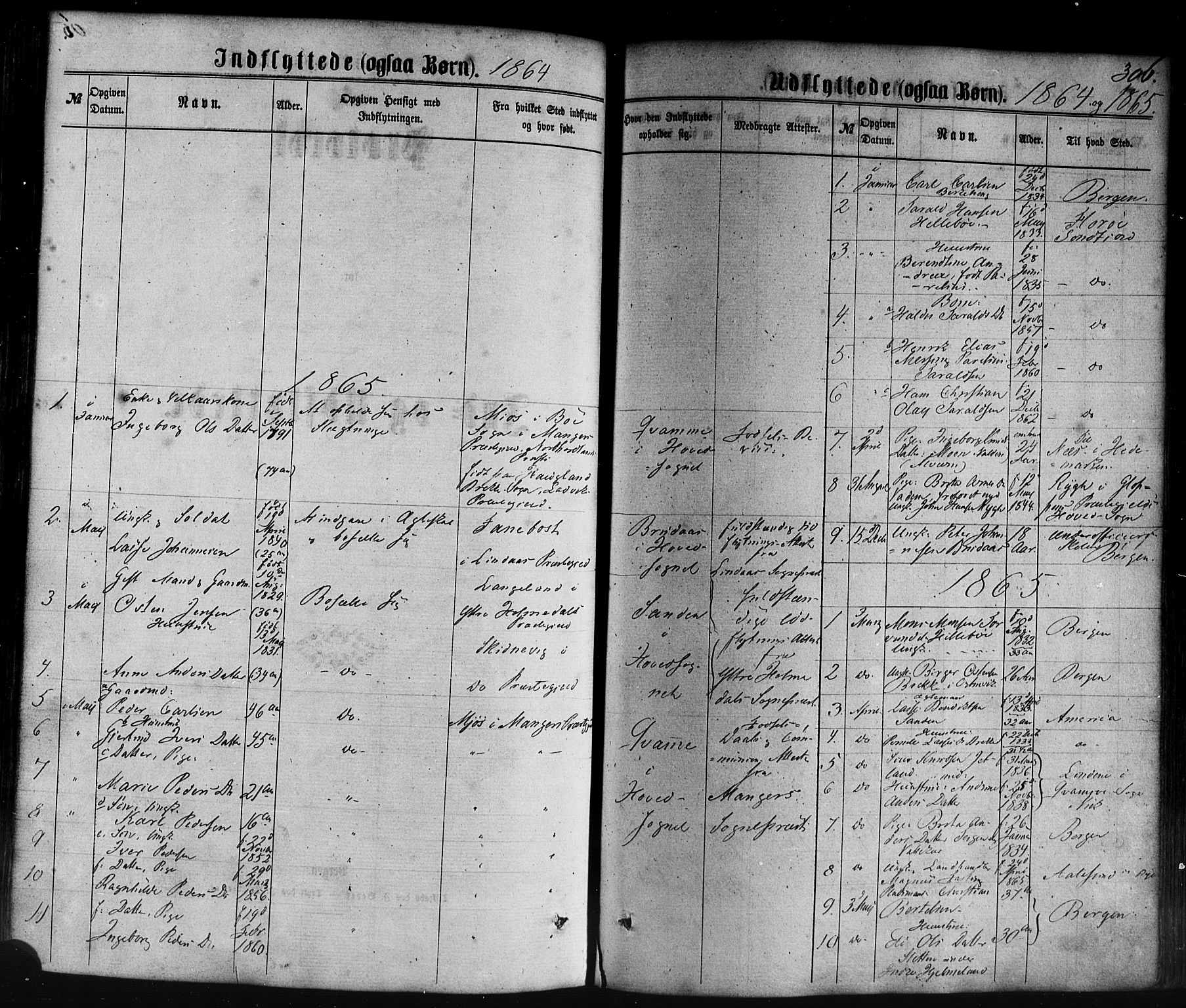 Lavik sokneprestembete, AV/SAB-A-80901: Parish register (official) no. A 4, 1864-1881, p. 306