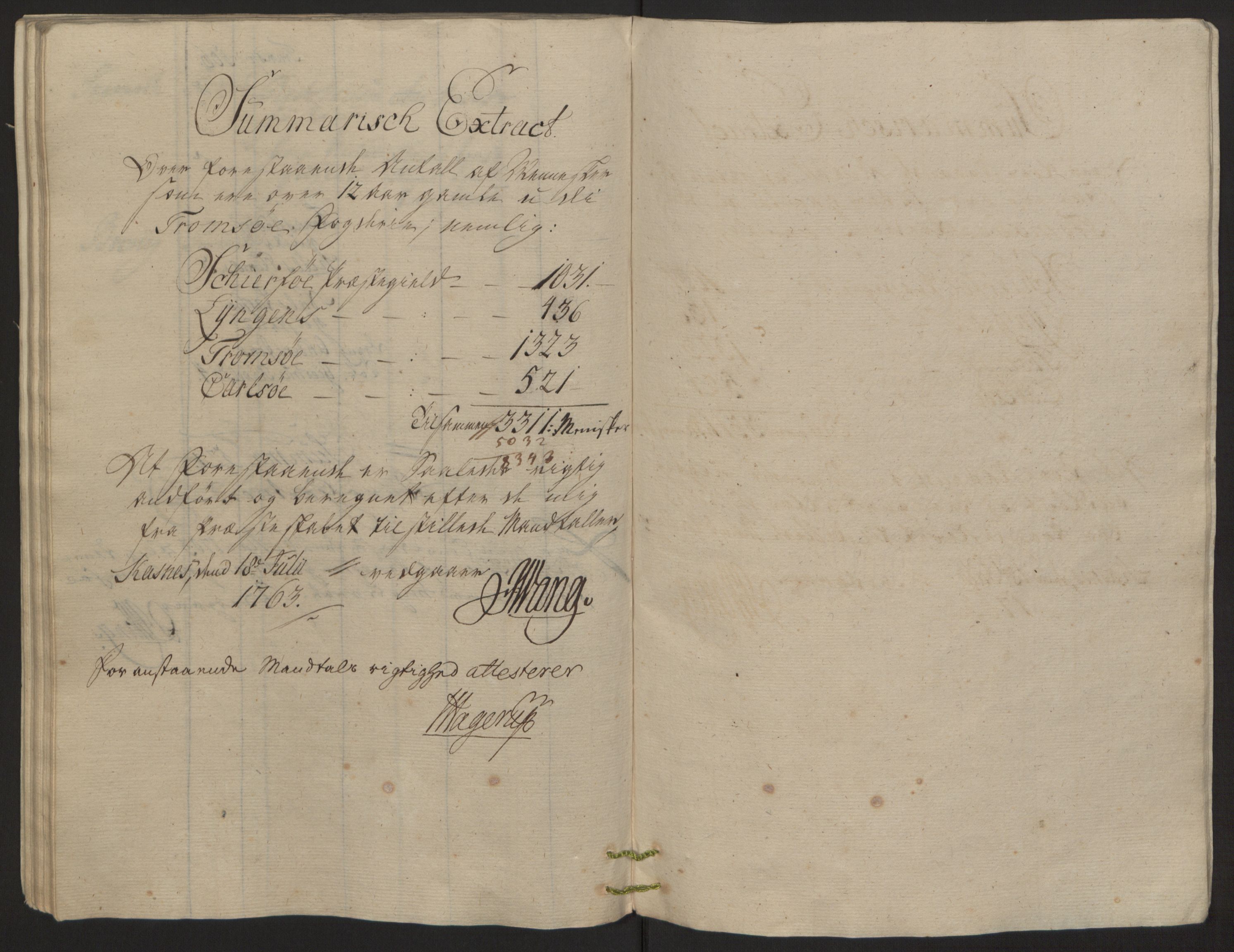 Rentekammeret inntil 1814, Reviderte regnskaper, Fogderegnskap, RA/EA-4092/R68/L4845: Ekstraskatten Senja og Troms, 1762-1765, p. 181