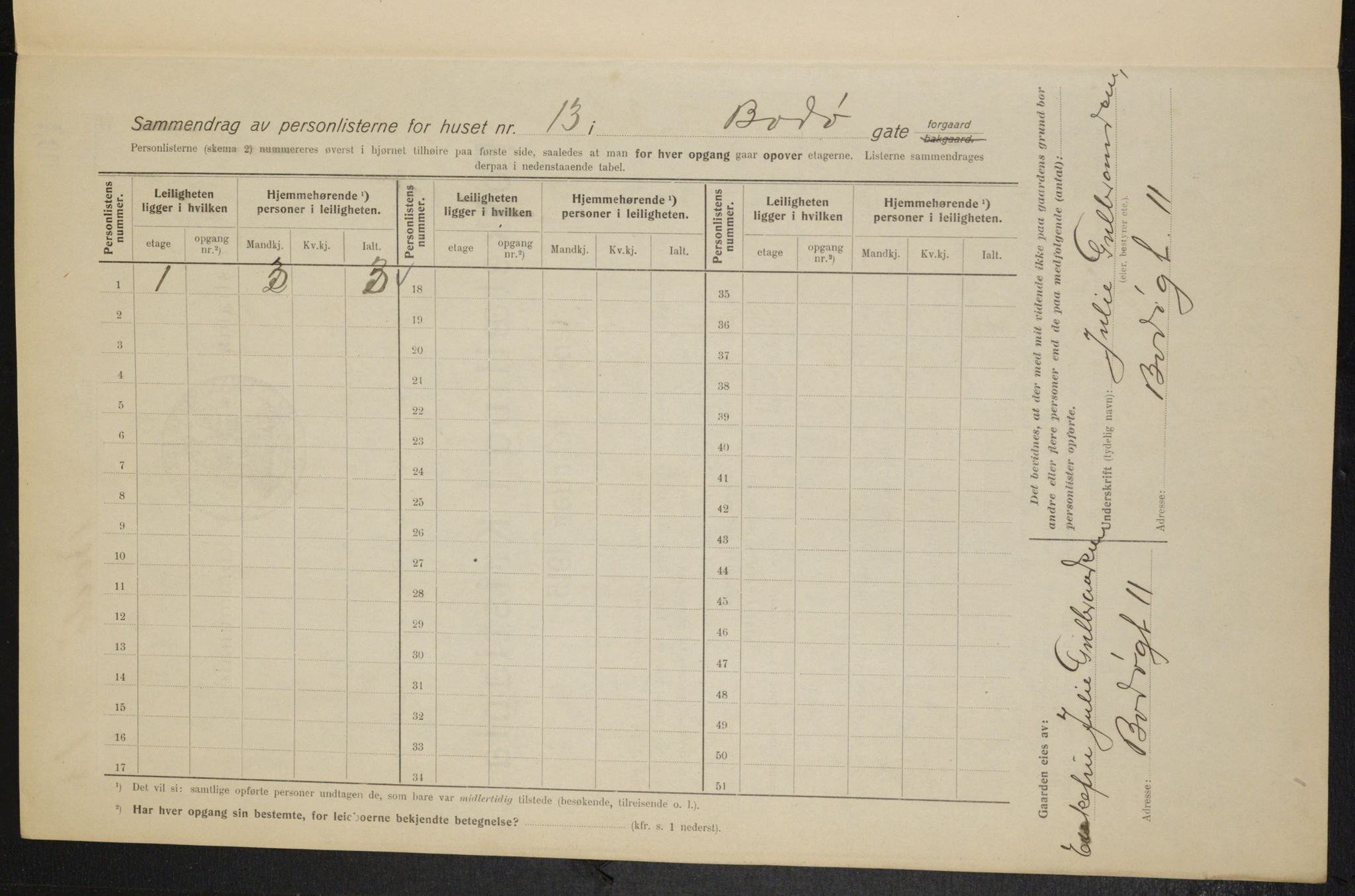 OBA, Municipal Census 1915 for Kristiania, 1915, p. 6798