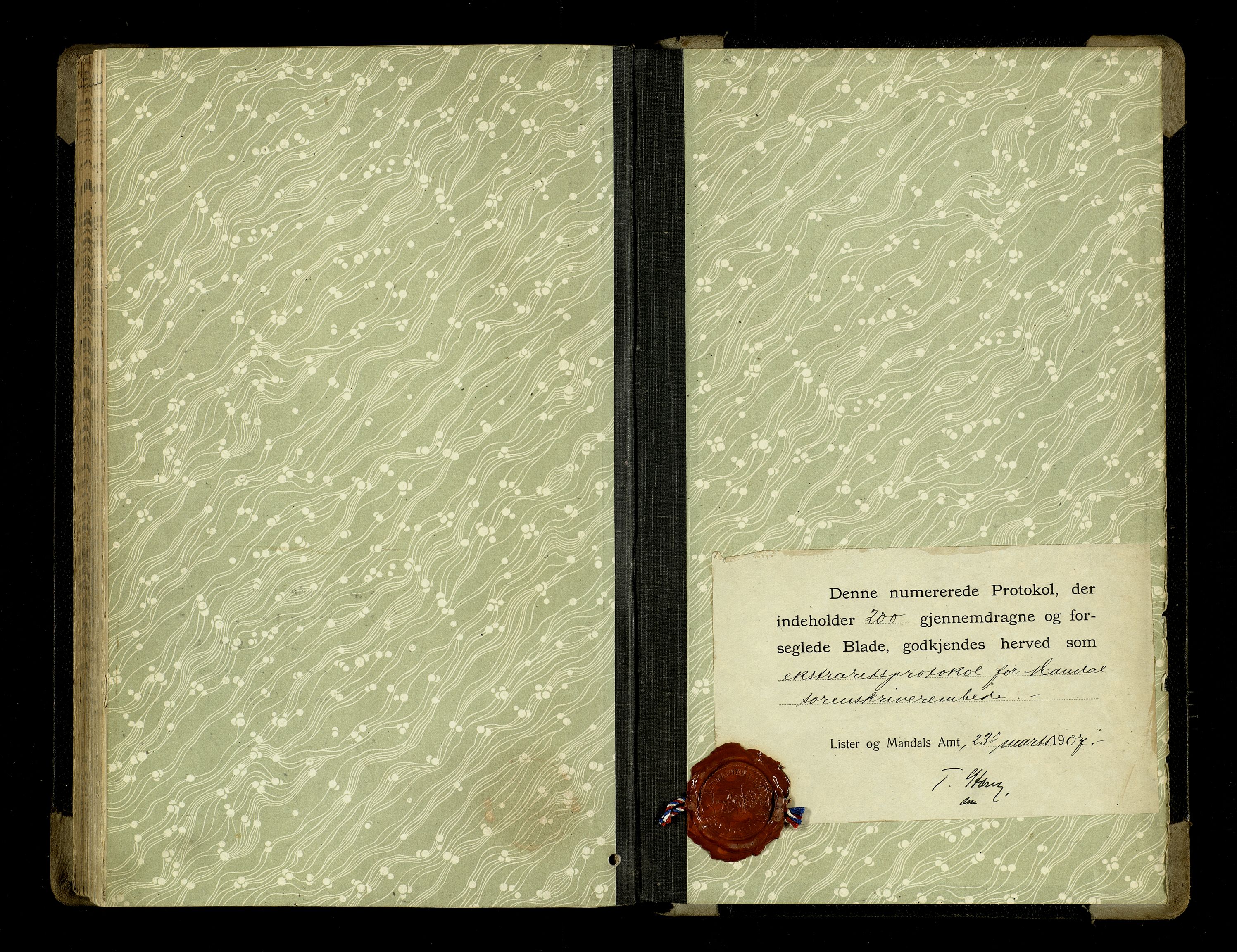 Mandal sorenskriveri, SAK/1221-0005/001/F/Fb/L0032: Ekstrarettsprotokoll nr 30, 1907-1914