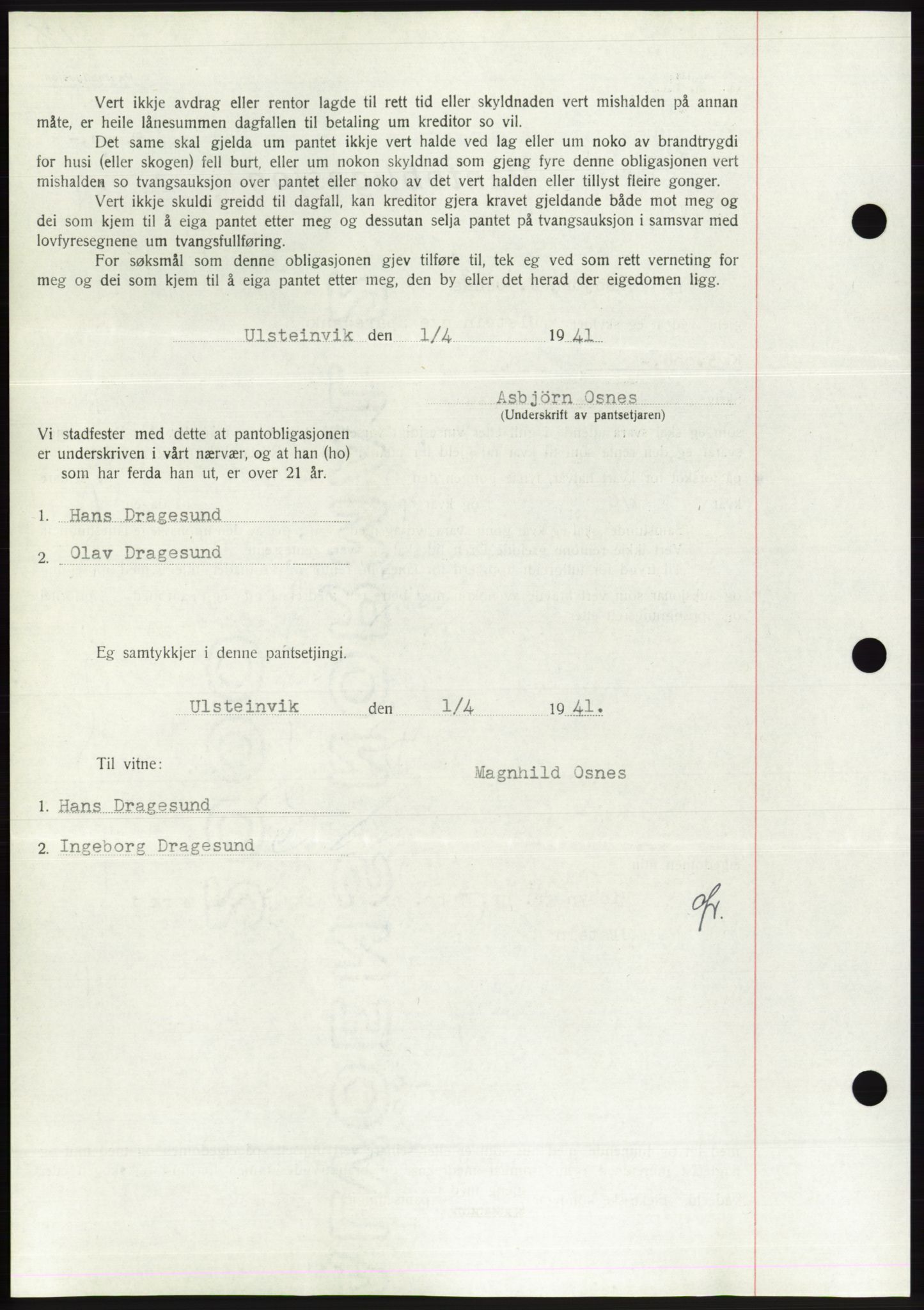 Søre Sunnmøre sorenskriveri, AV/SAT-A-4122/1/2/2C/L0071: Mortgage book no. 65, 1941-1941, Diary no: : 362/1941