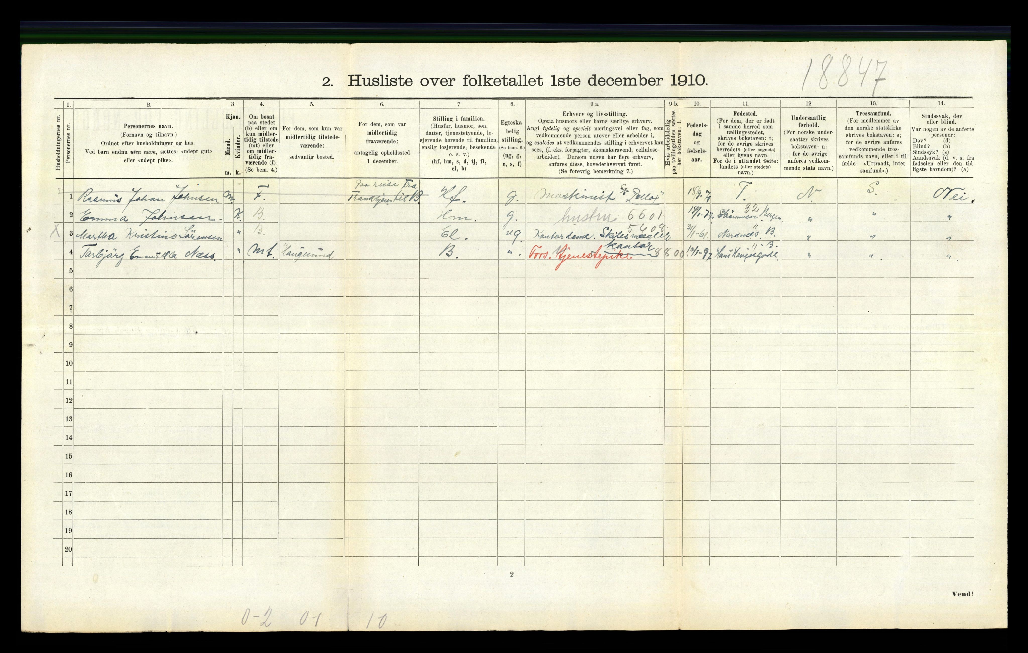 RA, 1910 census for Askøy, 1910, p. 2285