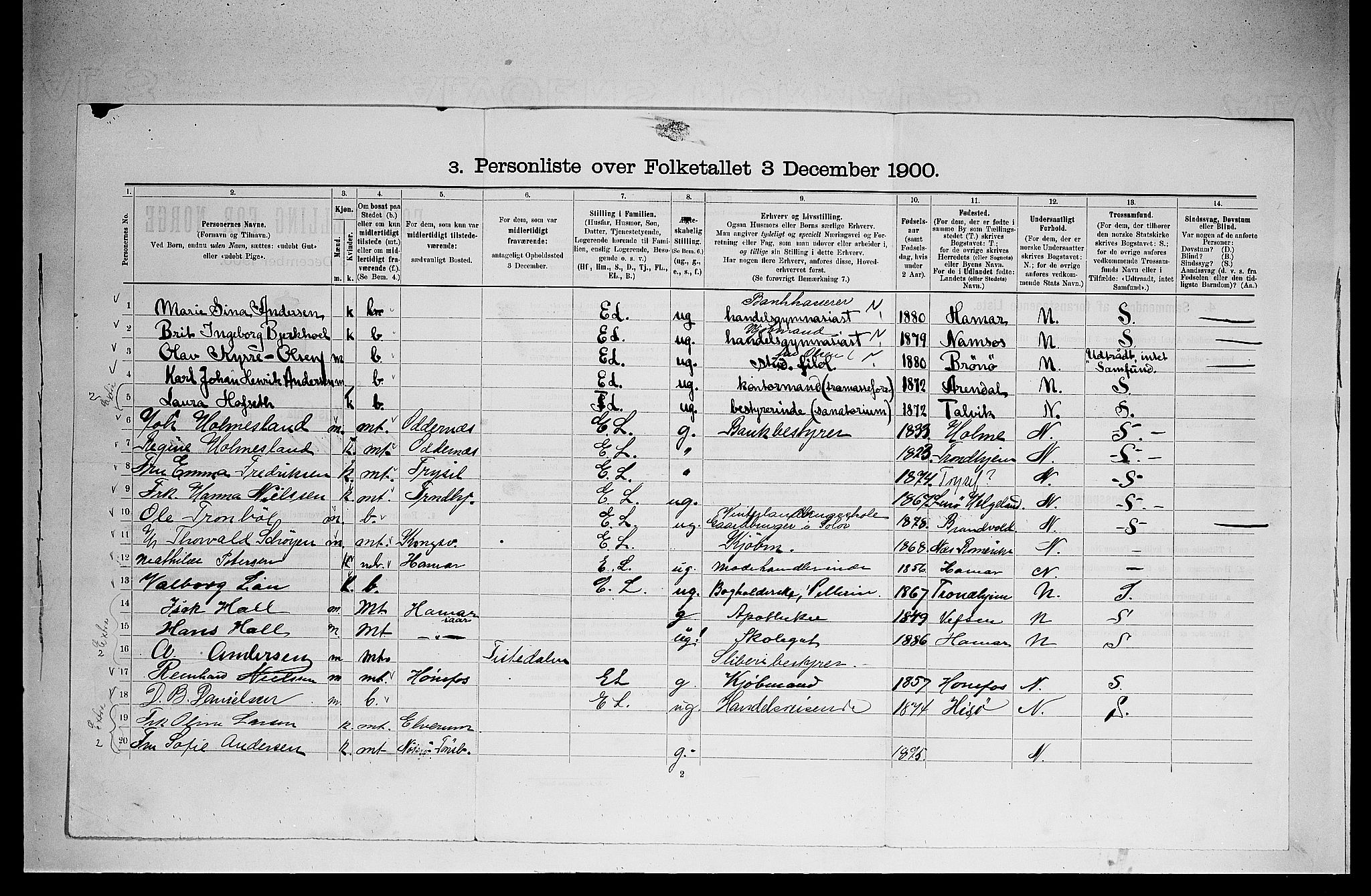 SAO, 1900 census for Kristiania, 1900, p. 11386