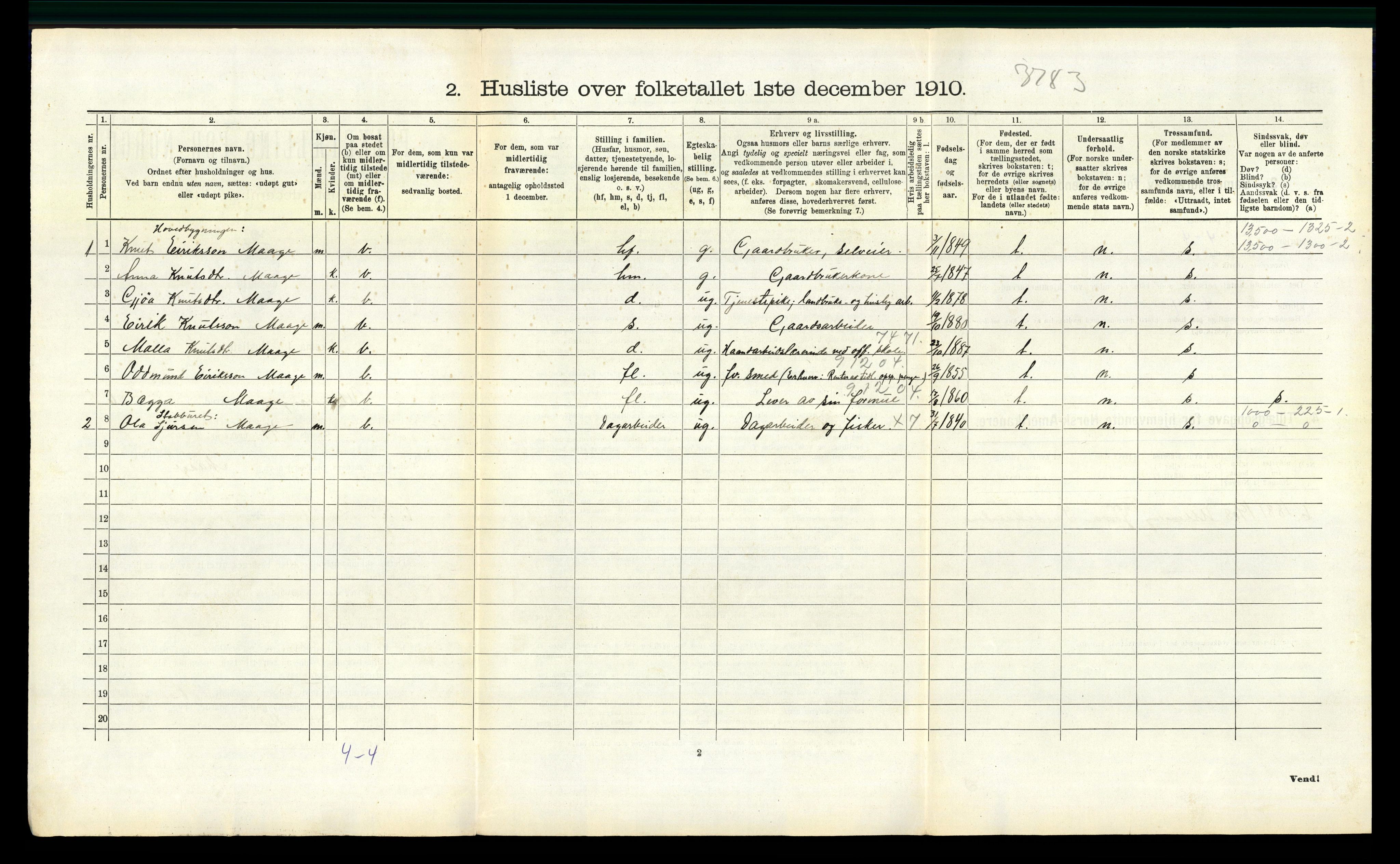 RA, 1910 census for Ullensvang, 1910, p. 812