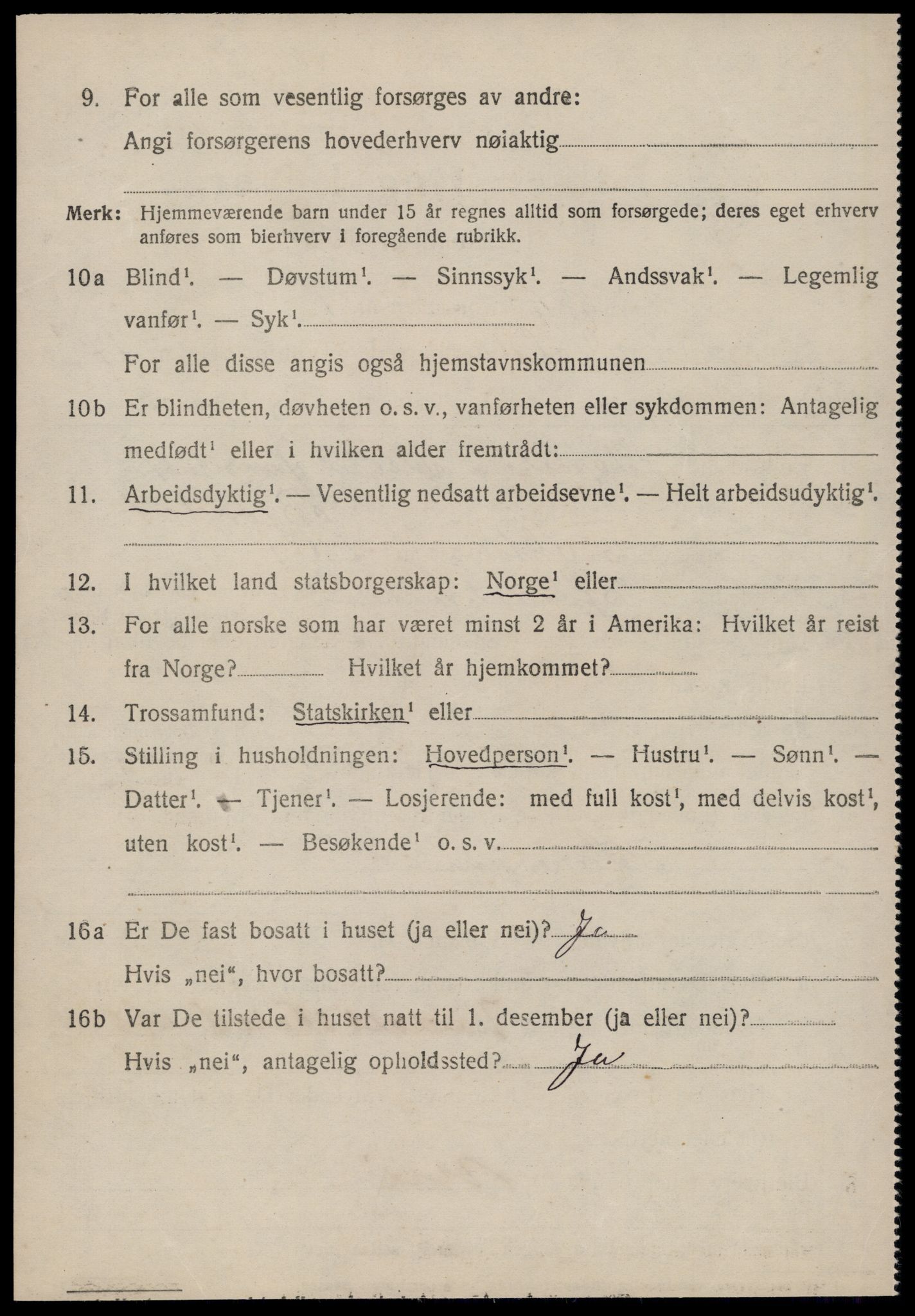 SAT, 1920 census for Volda, 1920, p. 9855