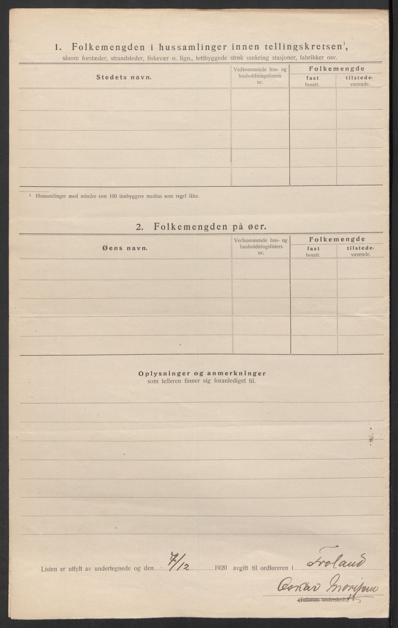 SAK, 1920 census for Froland, 1920, p. 26