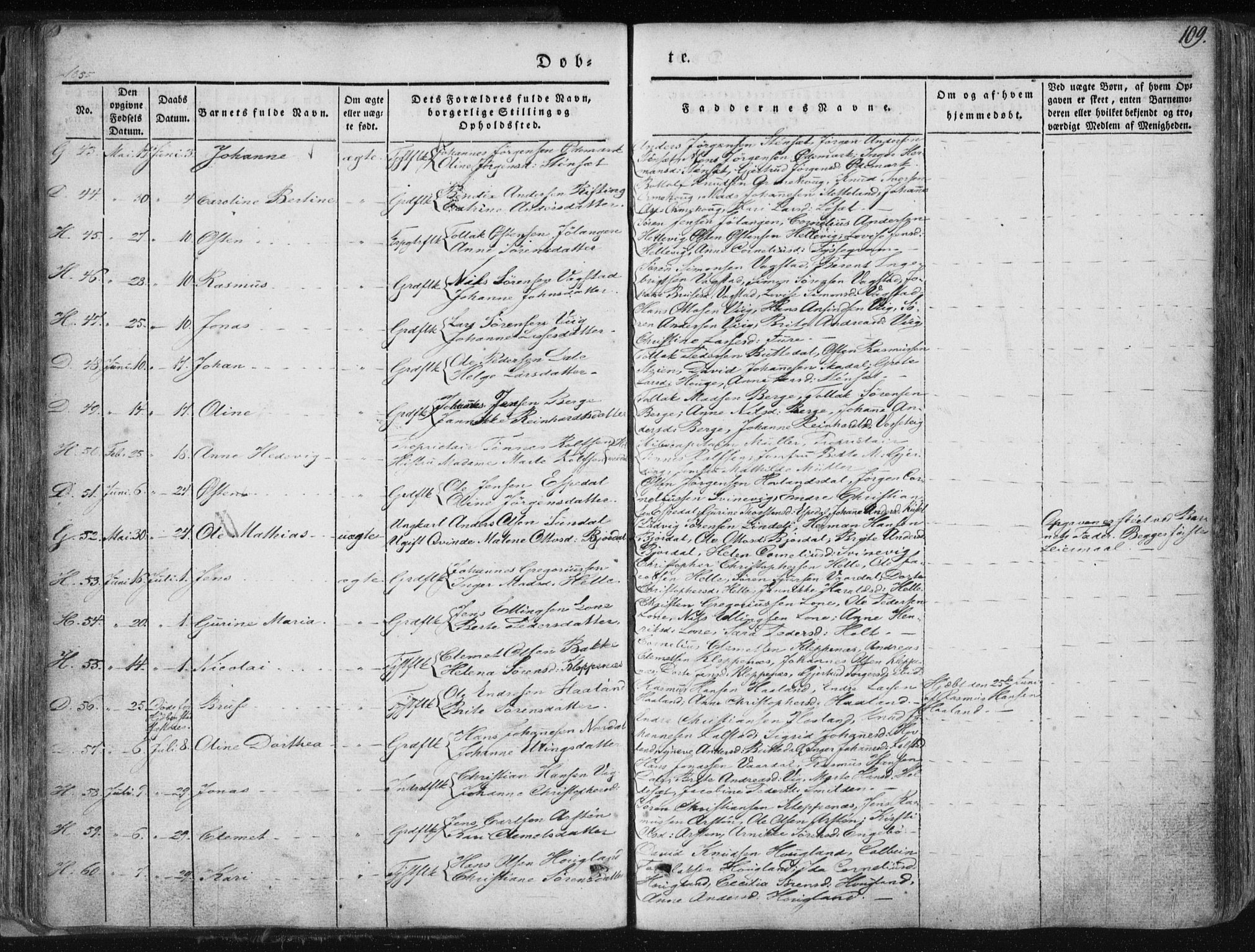 Fjaler sokneprestembete, SAB/A-79801/H/Haa/Haaa/L0006: Parish register (official) no. A 6, 1835-1884, p. 109
