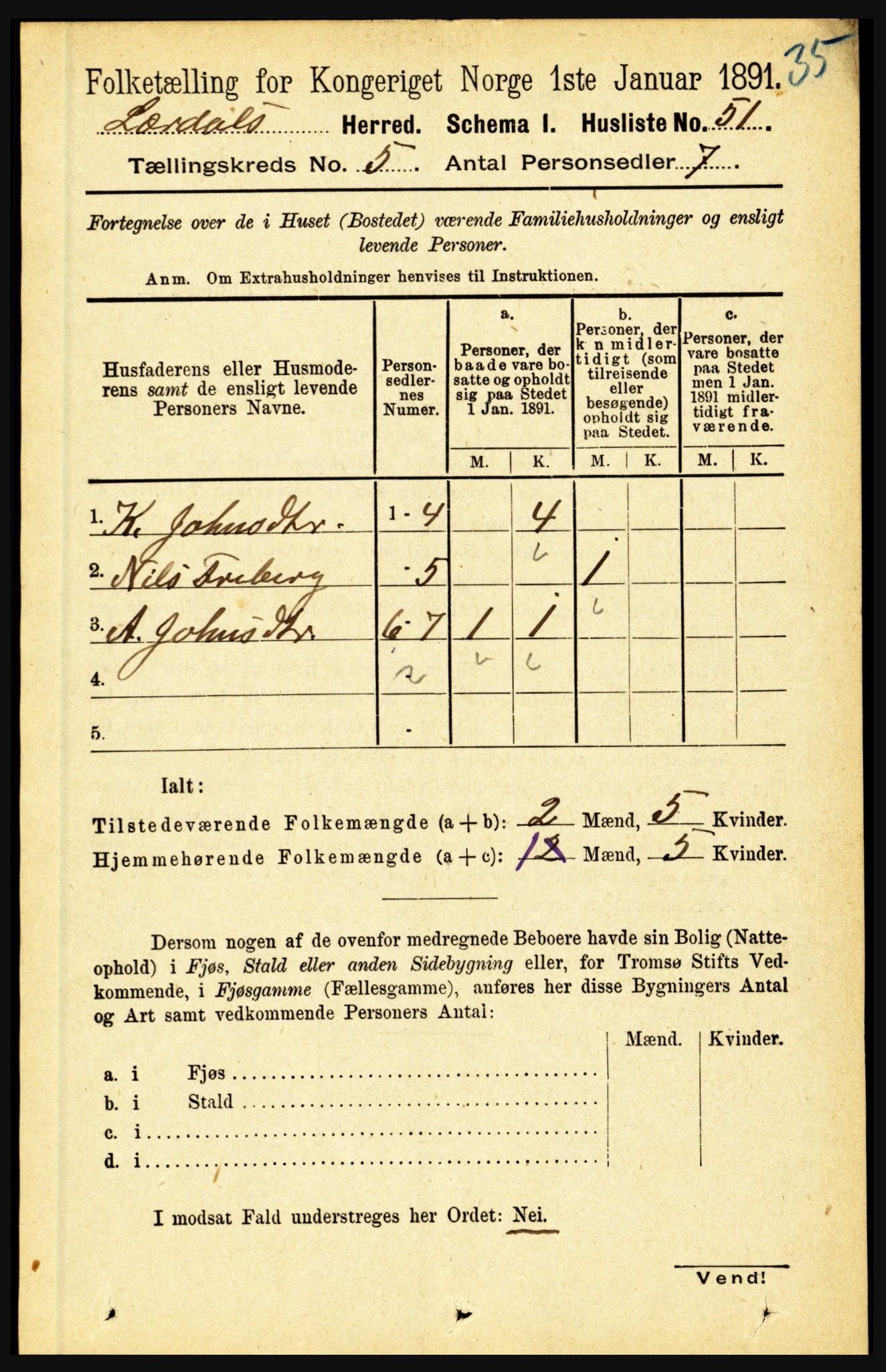 RA, 1891 census for 1422 Lærdal, 1891, p. 74