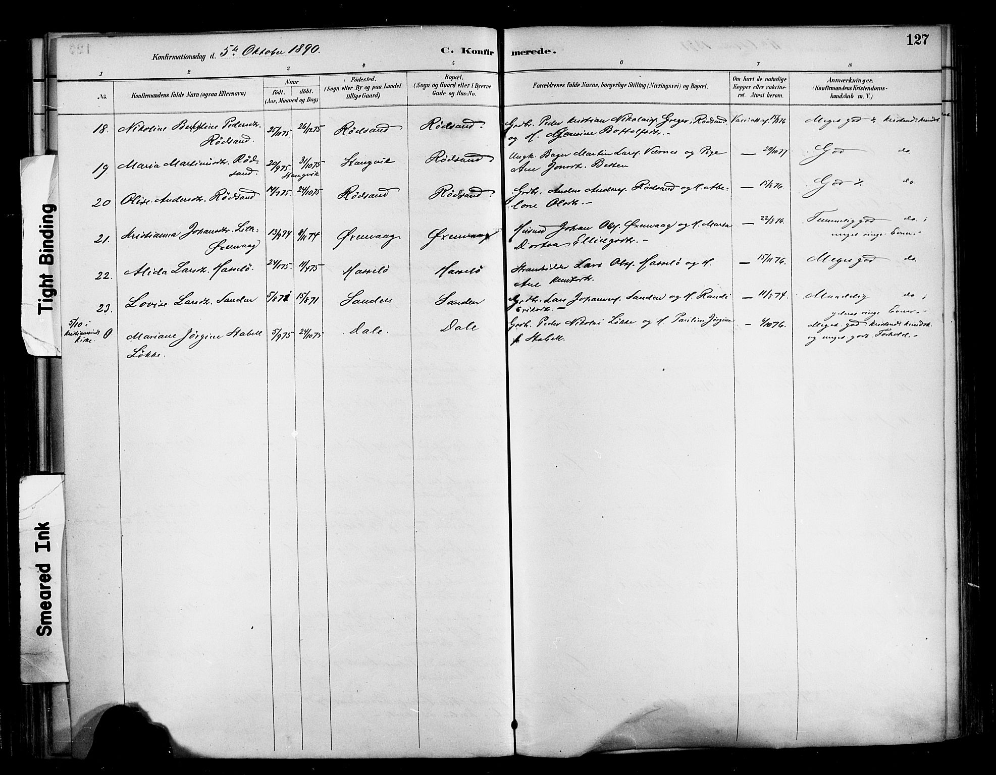 Ministerialprotokoller, klokkerbøker og fødselsregistre - Møre og Romsdal, AV/SAT-A-1454/569/L0819: Parish register (official) no. 569A05, 1885-1899, p. 127