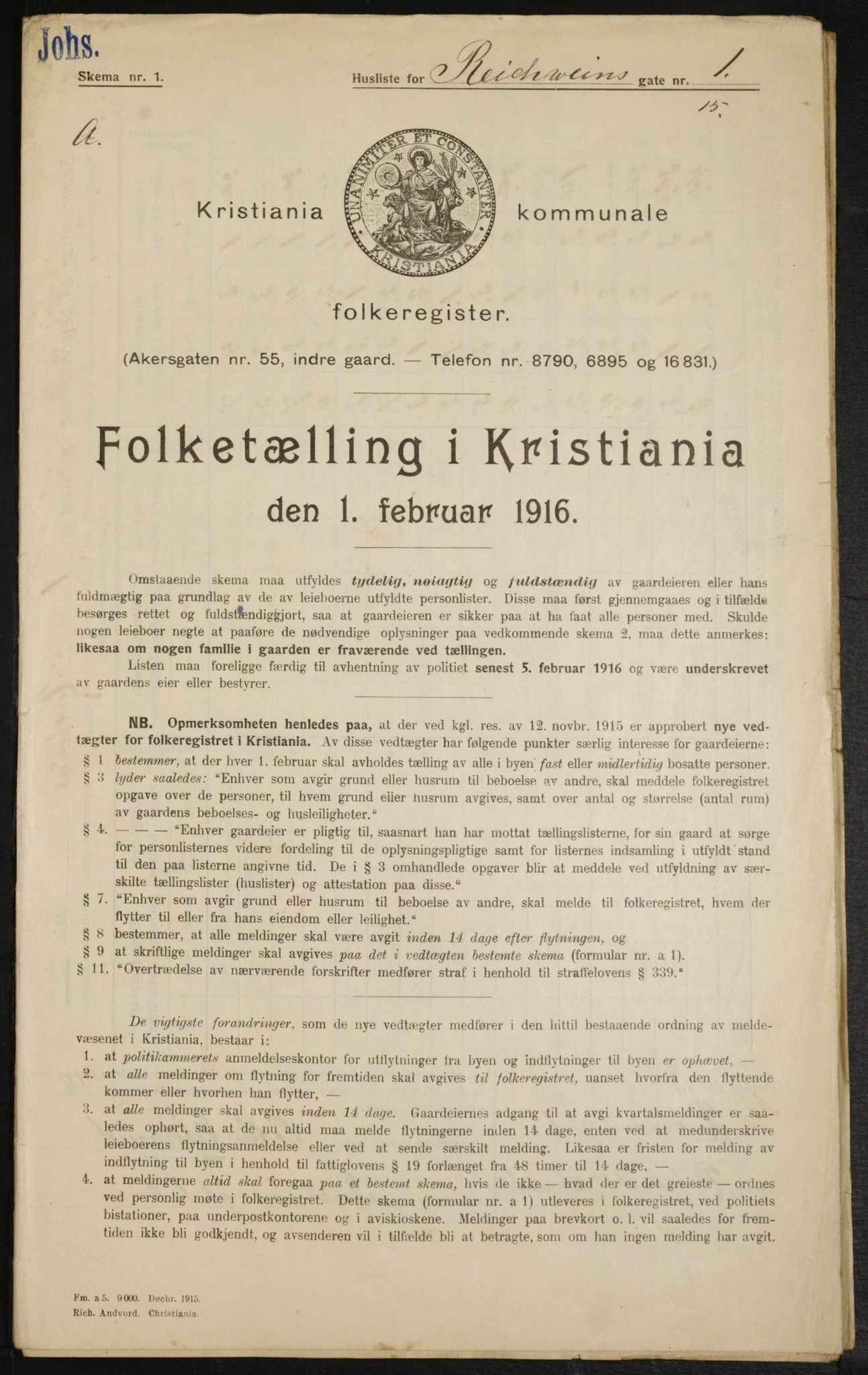 OBA, Municipal Census 1916 for Kristiania, 1916, p. 84803