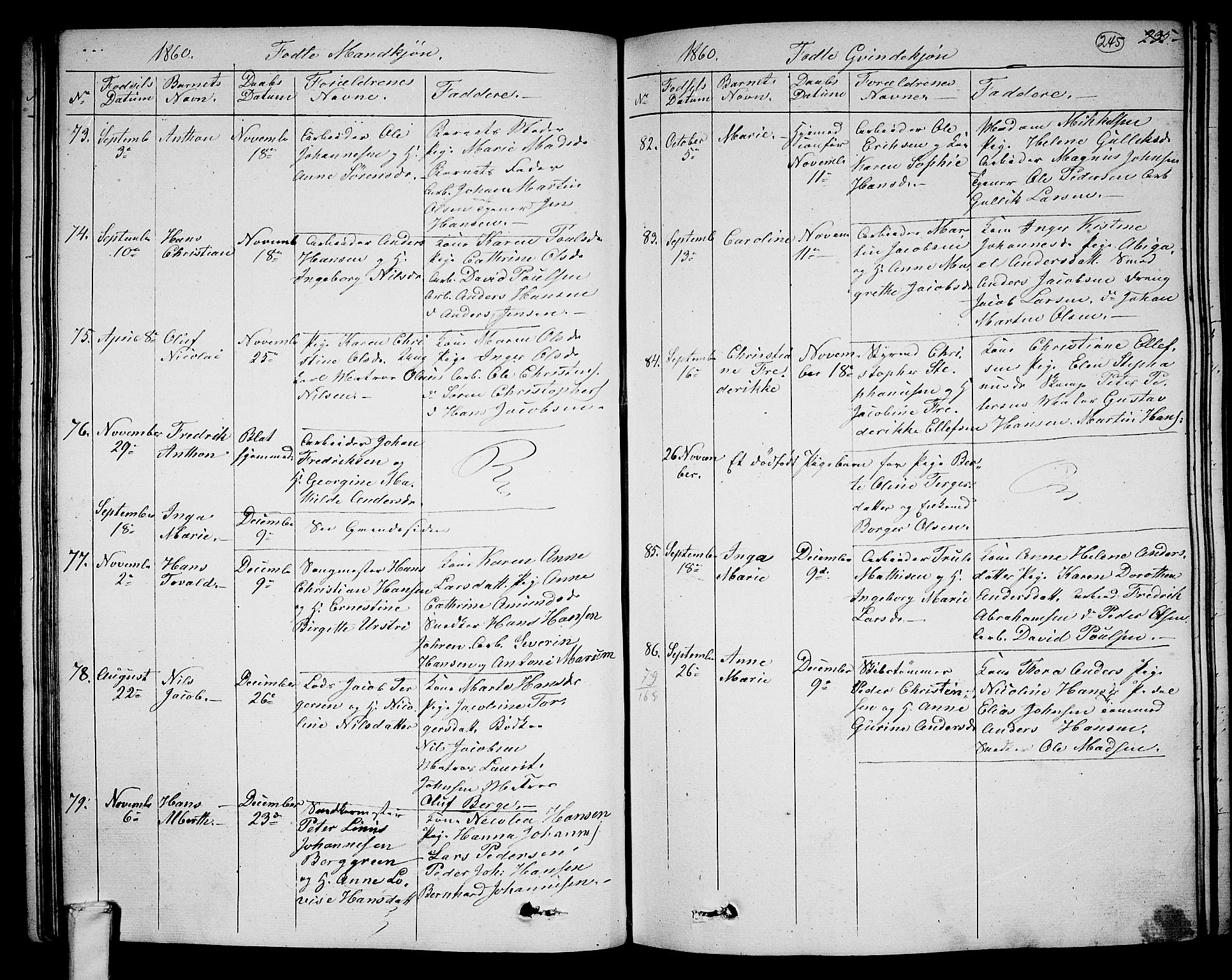 Larvik kirkebøker, SAKO/A-352/G/Ga/L0003a: Parish register (copy) no. I 3A, 1830-1870, p. 245