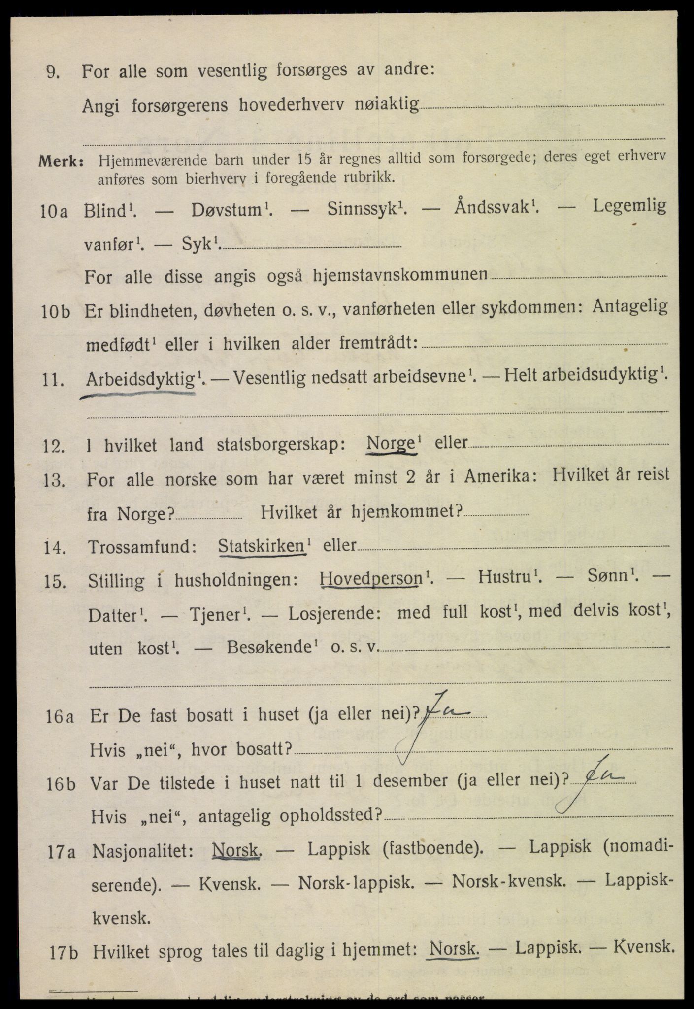 SAT, 1920 census for Tjøtta, 1920, p. 2850