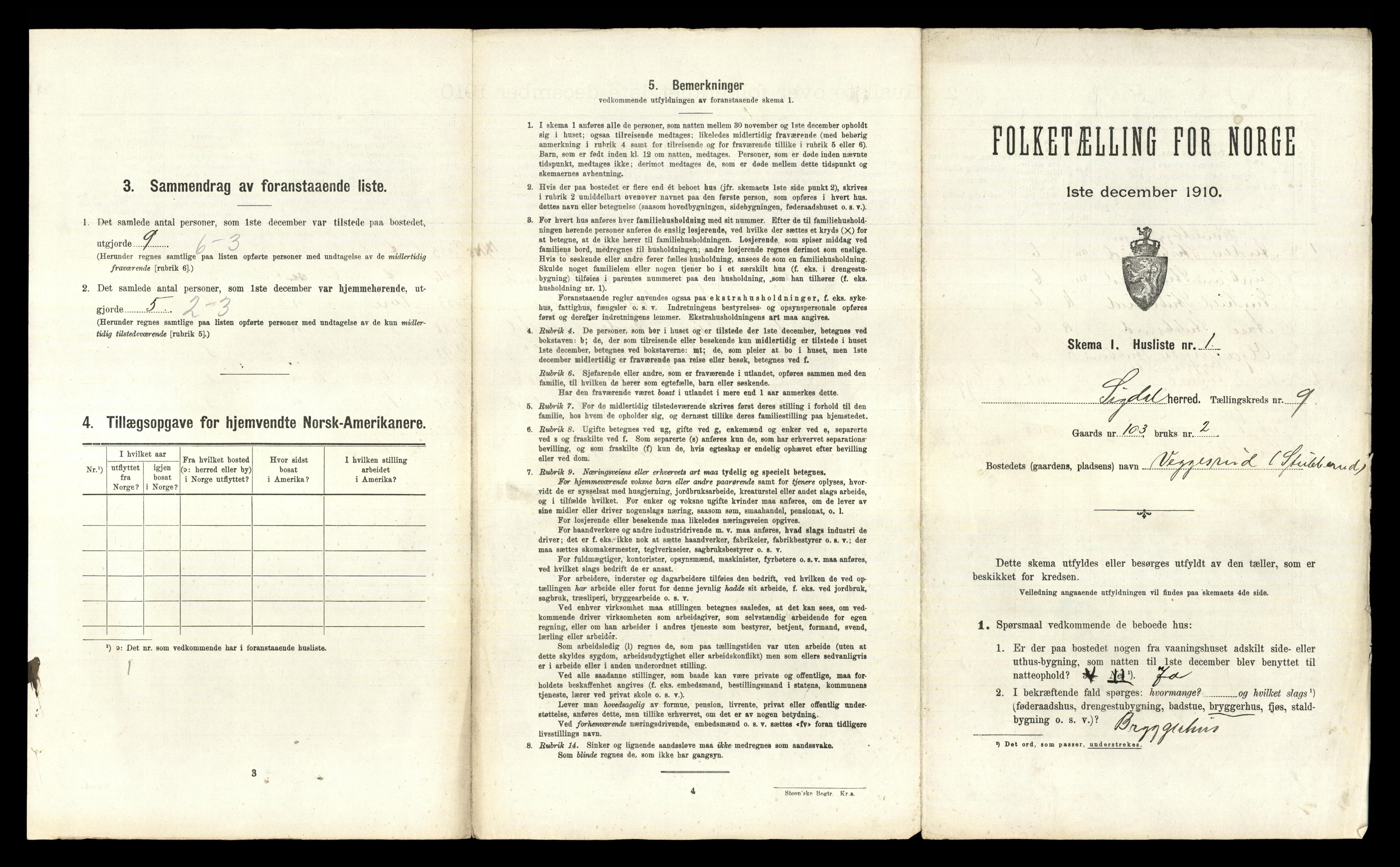 RA, 1910 census for Sigdal, 1910, p. 928