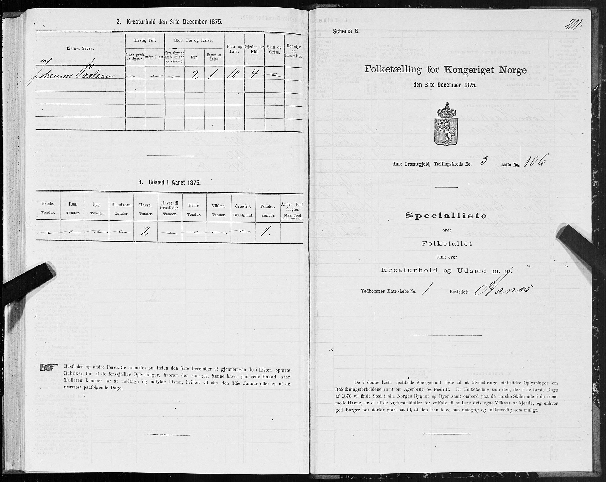 SAT, 1875 census for 1569P Aure, 1875, p. 3211