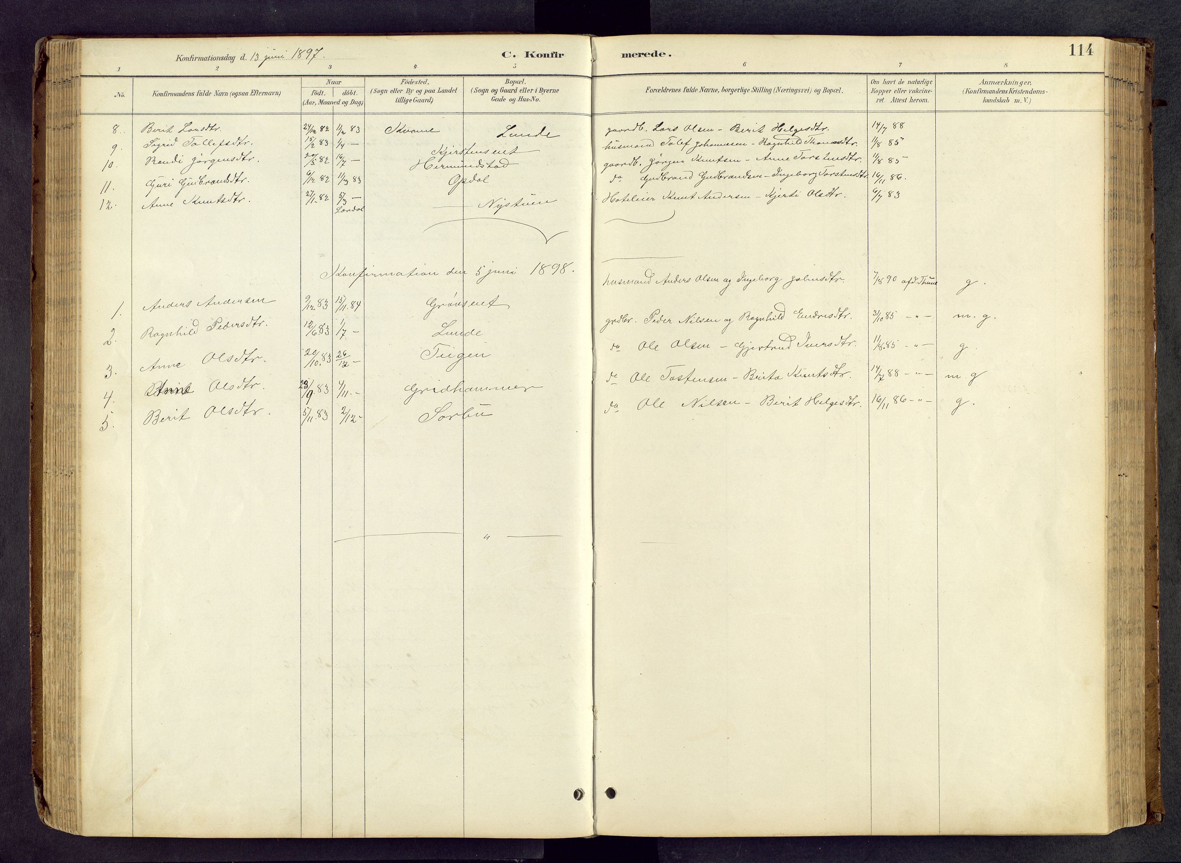 Vang prestekontor, Valdres, SAH/PREST-140/H/Hb/L0005: Parish register (copy) no. 5, 1889-1945, p. 114