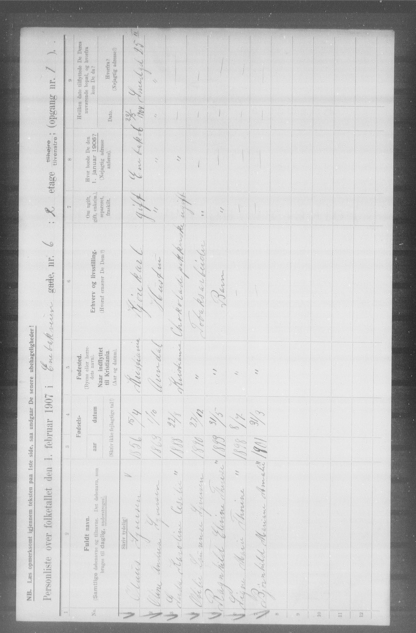 OBA, Municipal Census 1907 for Kristiania, 1907, p. 10585