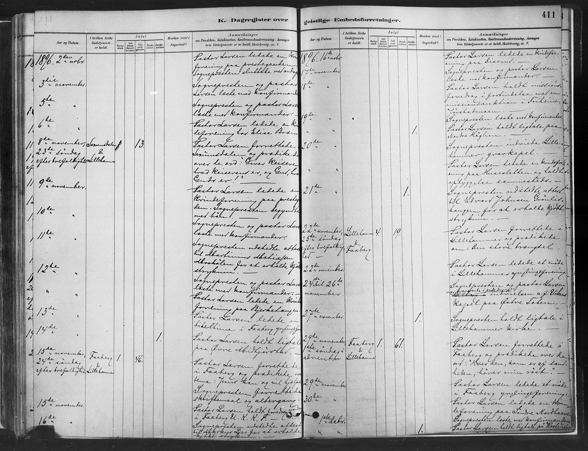 Fåberg prestekontor, SAH/PREST-086/H/Ha/Haa/L0010: Parish register (official) no. 10, 1879-1900, p. 411